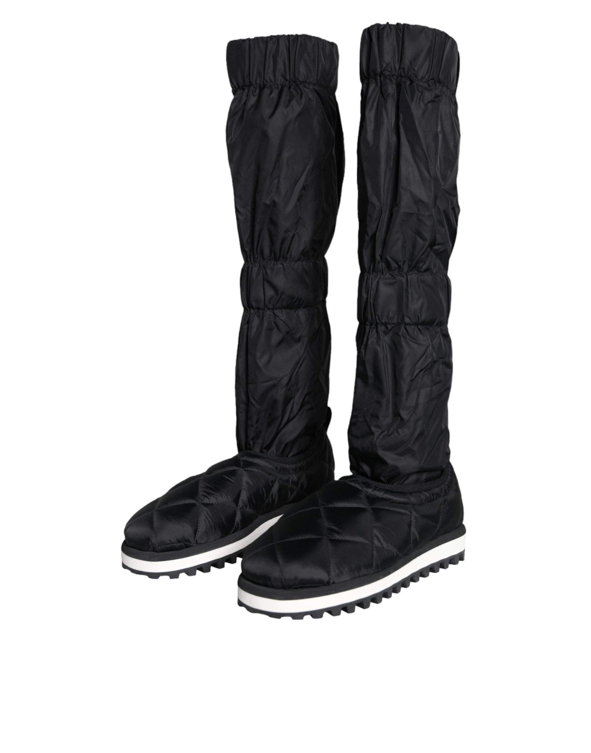 Black Quilted High Top Boots Sneakers Shoes - ventzia