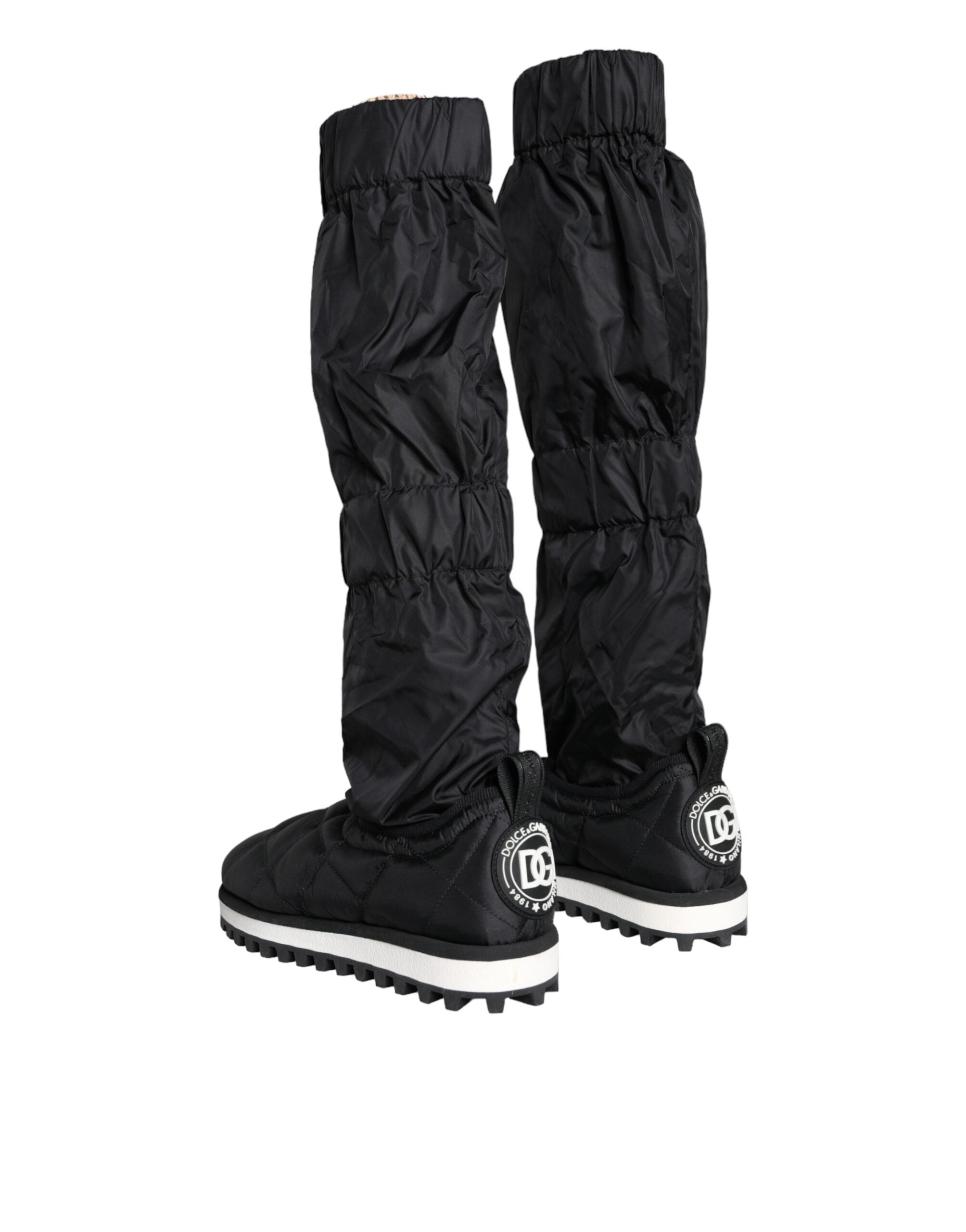 Black Quilted High Top Boots Sneakers Shoes - ventzia