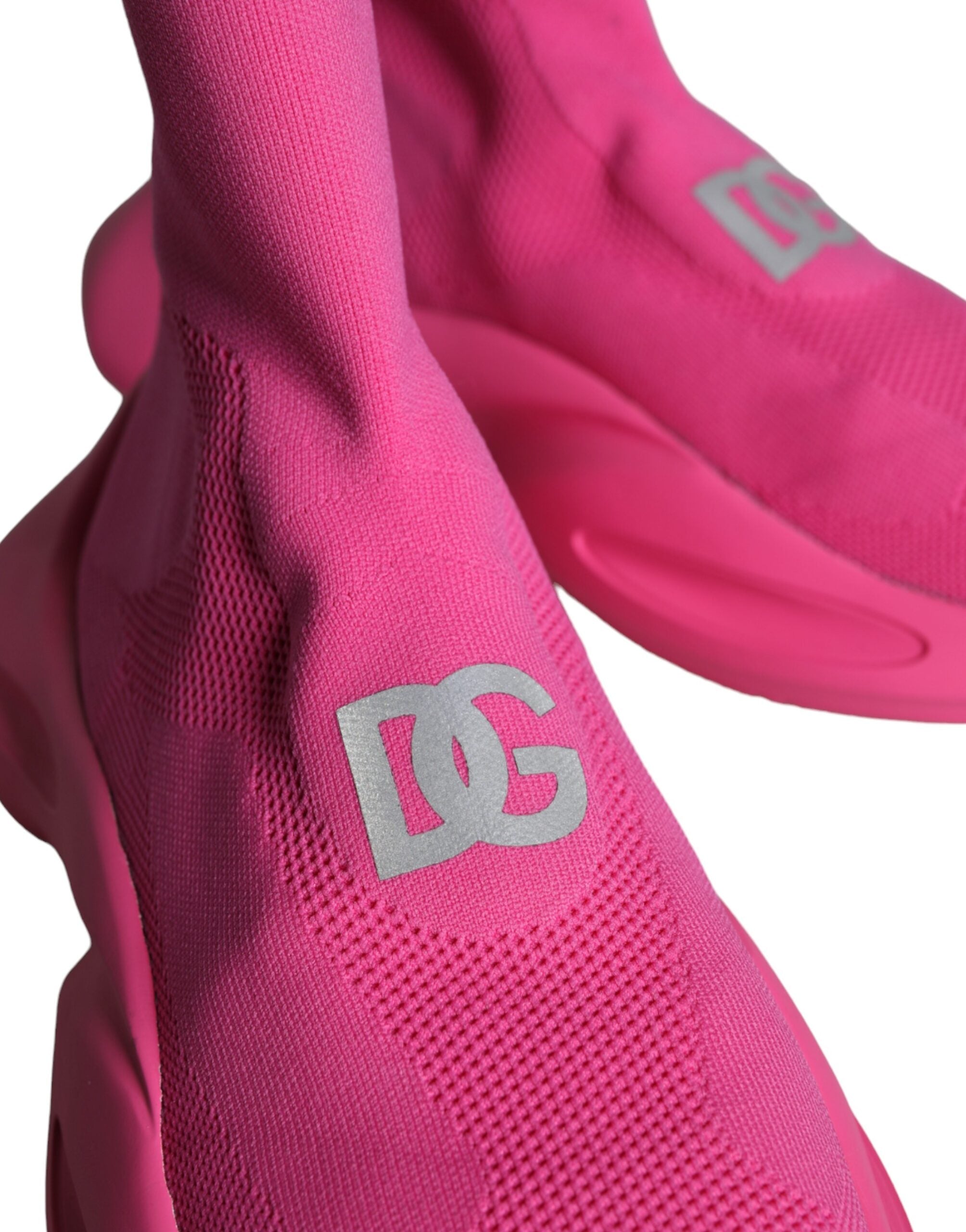Pink Logo Print Slip On Socks Sneakers Shoes - ventzia