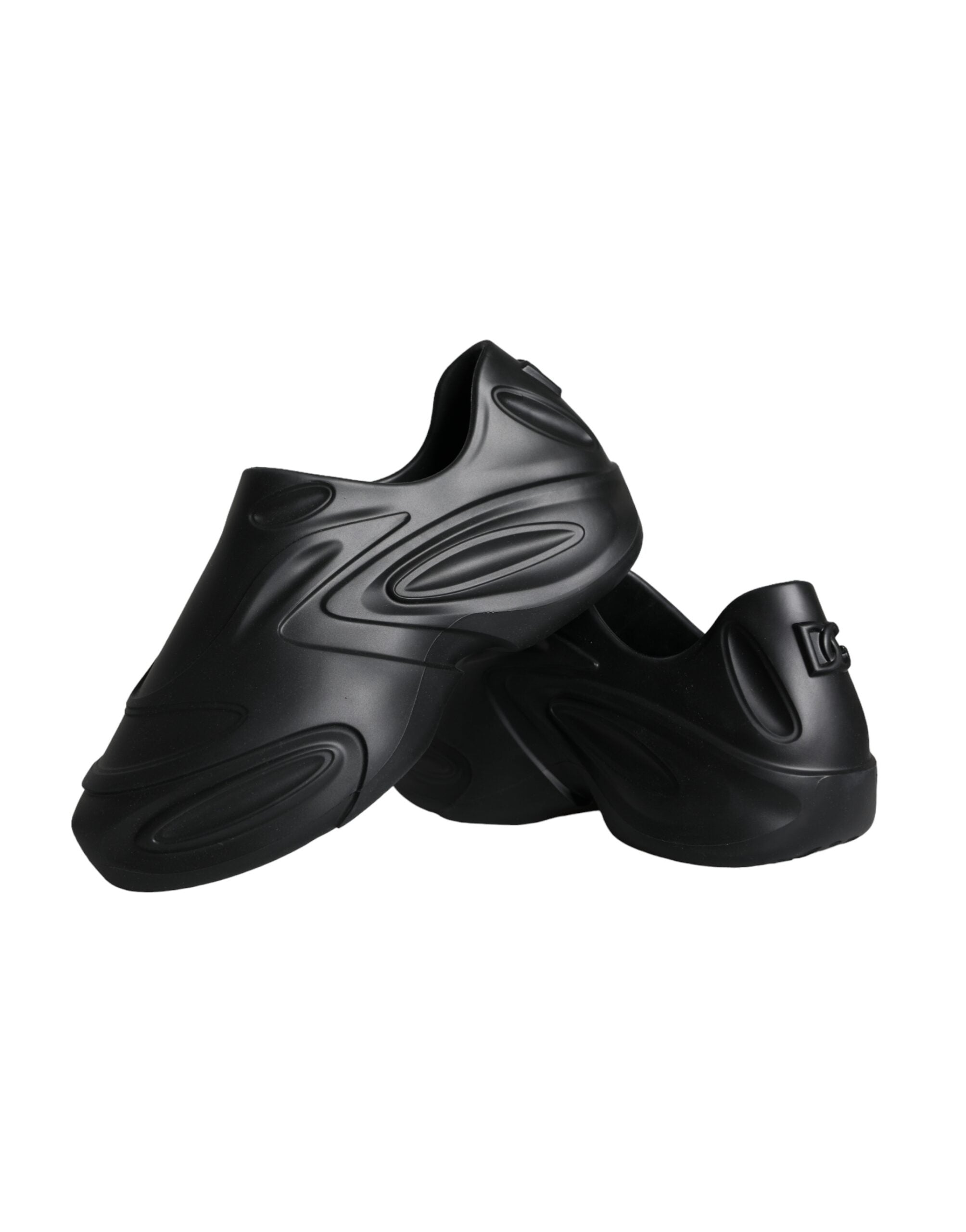 Black Foiled Rubber Toy Low Top Sneakers Shoes - ventzia
