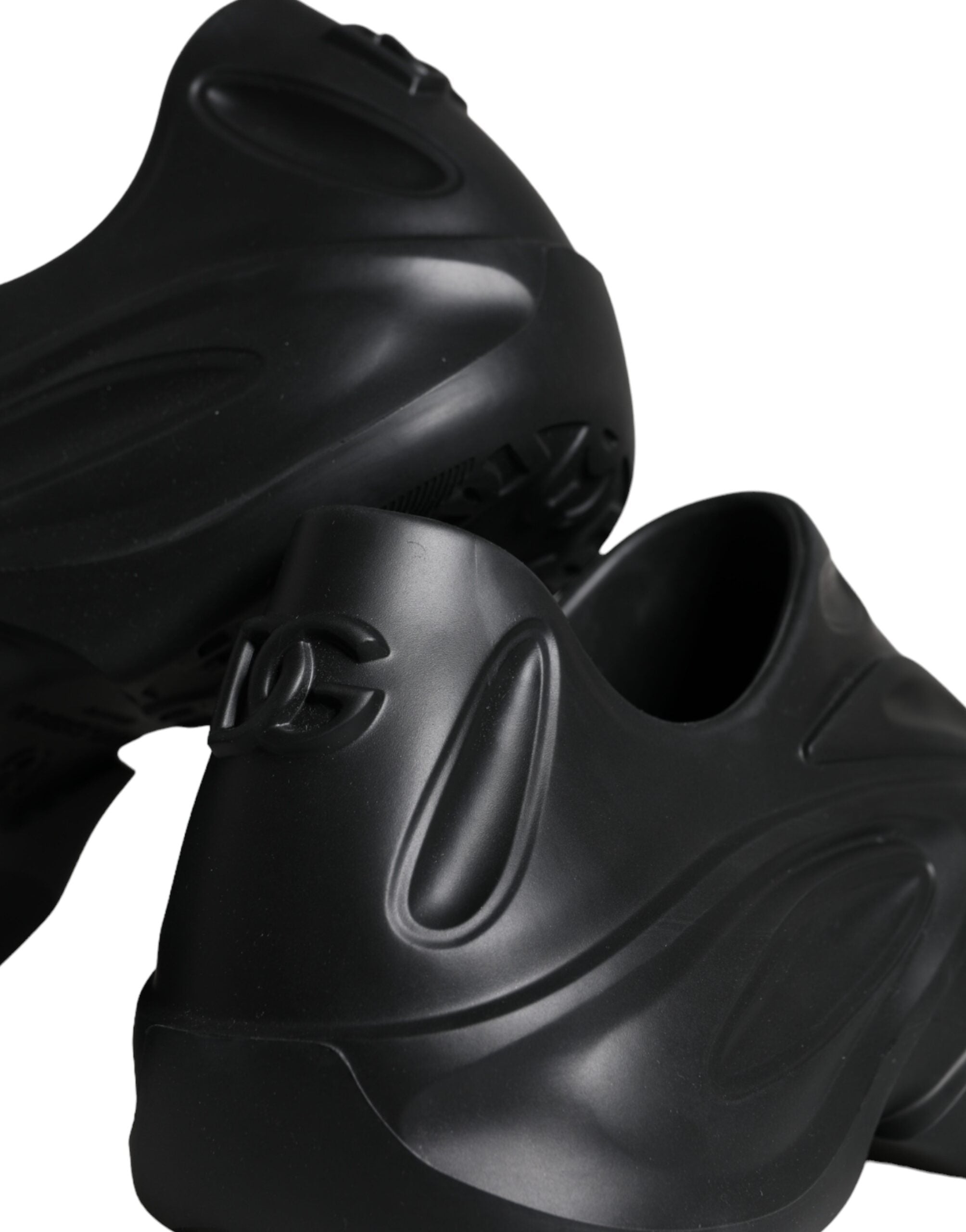 Black Foiled Rubber Toy Low Top Sneakers Shoes - ventzia