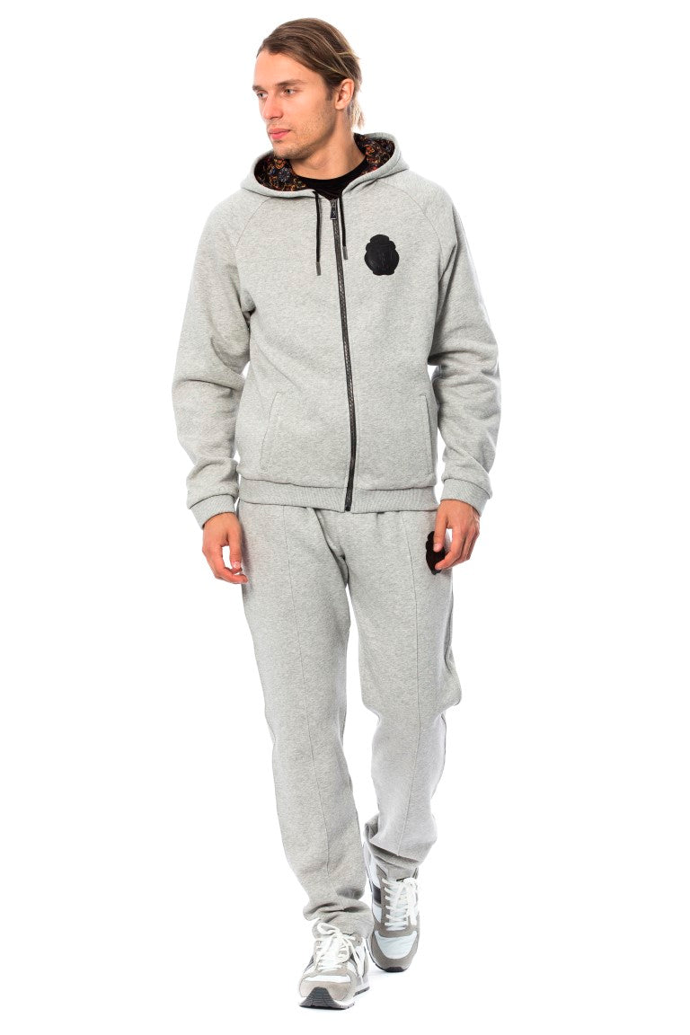 Elegant Gray Hooded Cotton Sweatsuit - ventzia