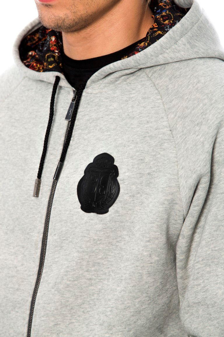 Elegant Gray Hooded Cotton Sweatsuit - ventzia