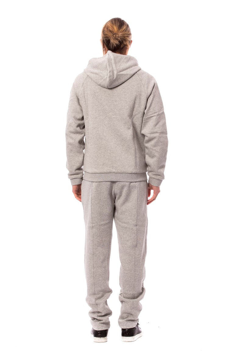 Elegant Gray Cotton Sweatsuit Ensemble - ventzia