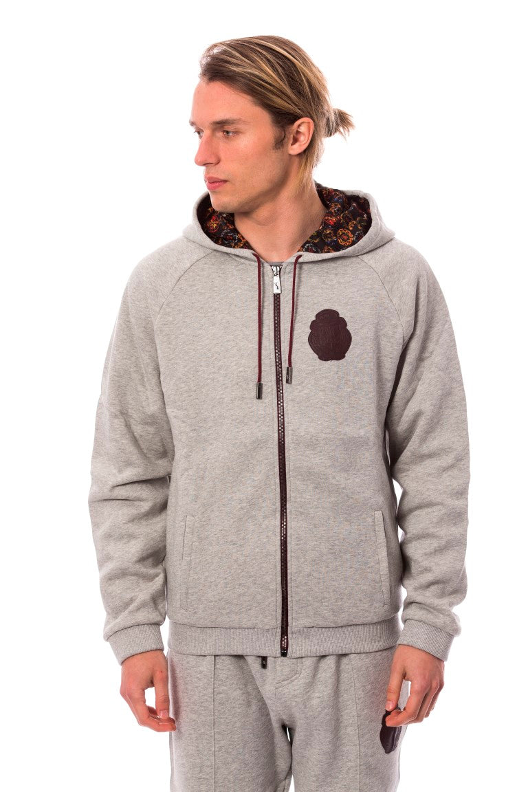 Elegant Gray Cotton Sweatsuit Ensemble - ventzia