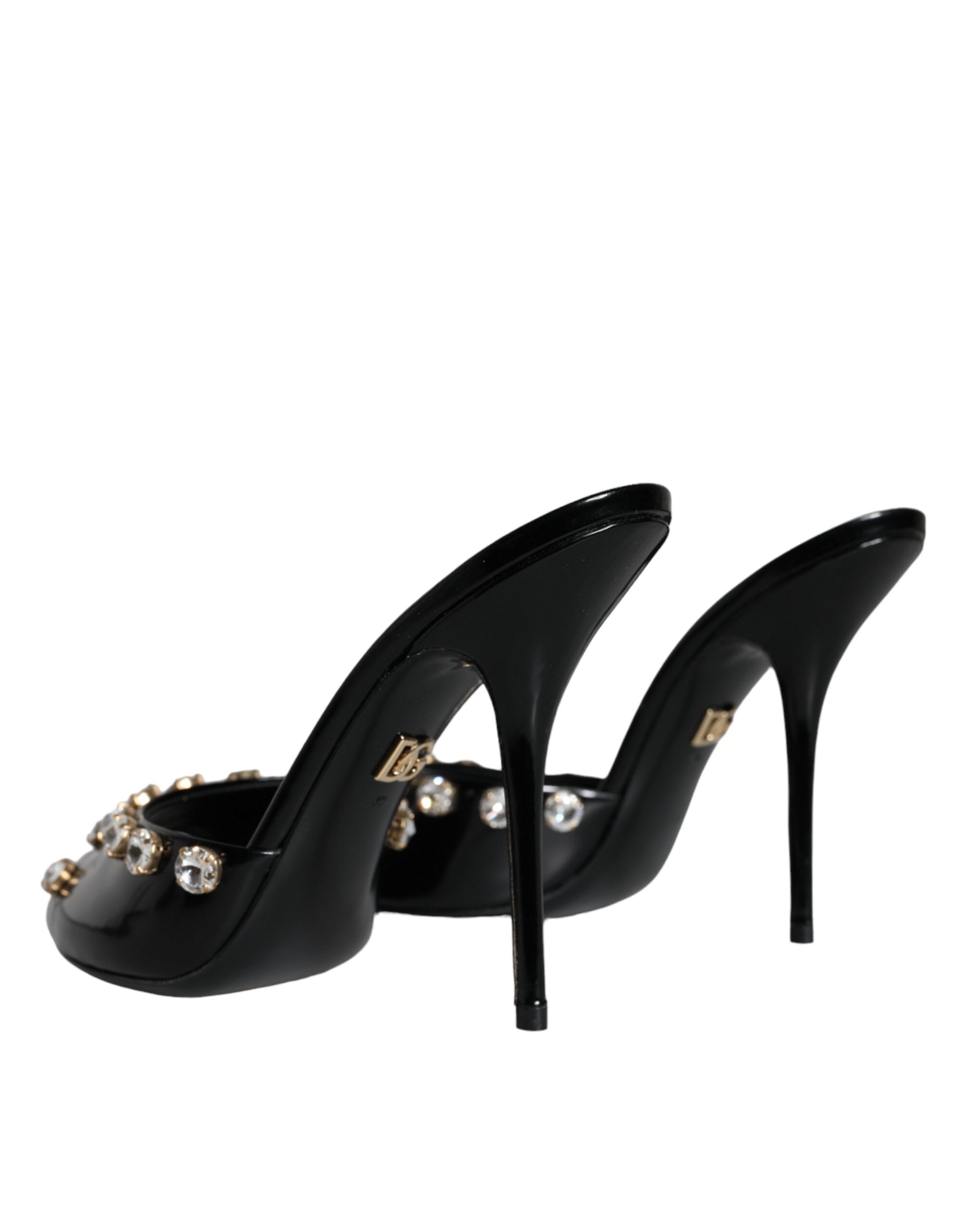Black Crystal Heels Keira Sandals Shoes - ventzia