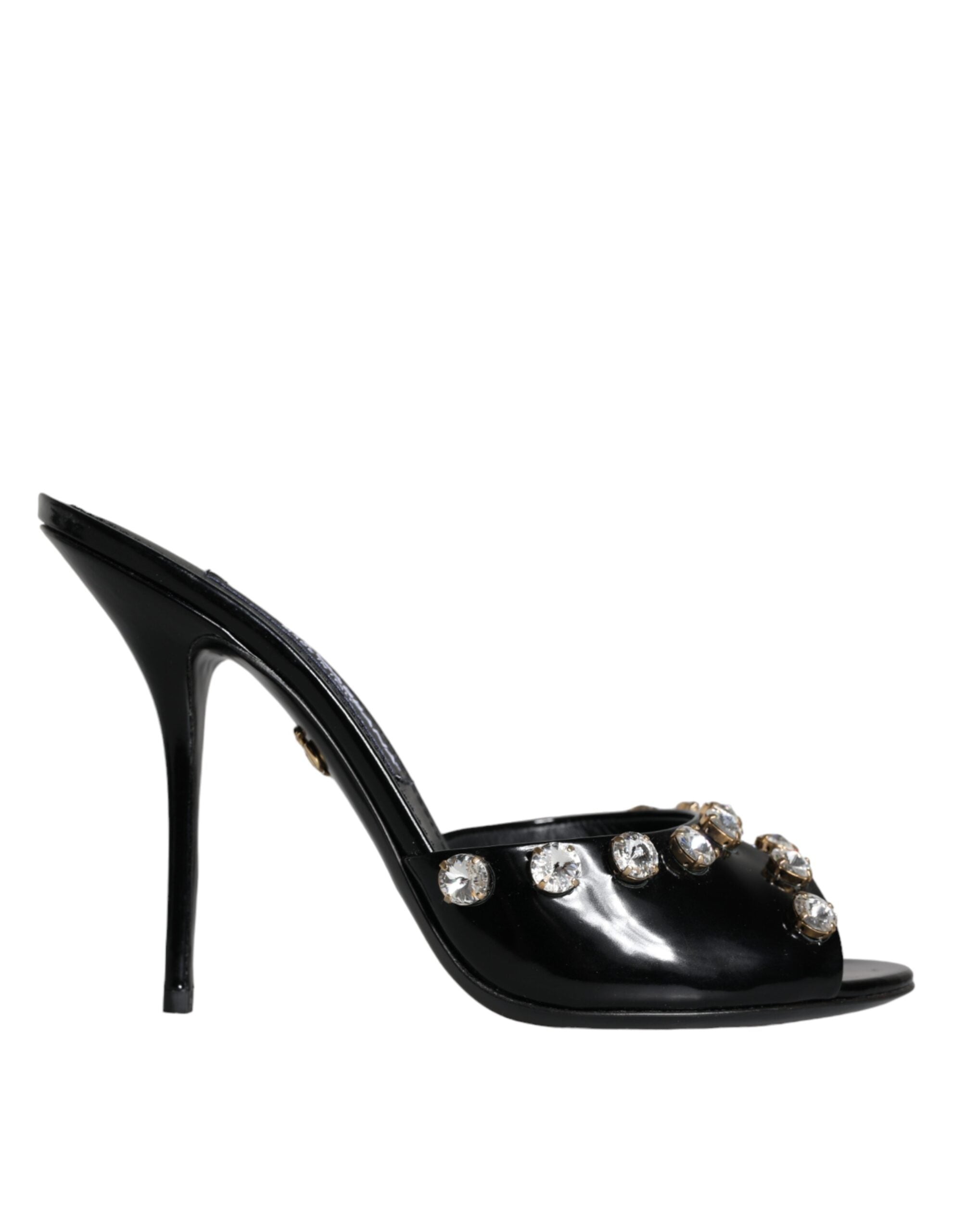 Black Crystal Heels Keira Sandals Shoes - ventzia
