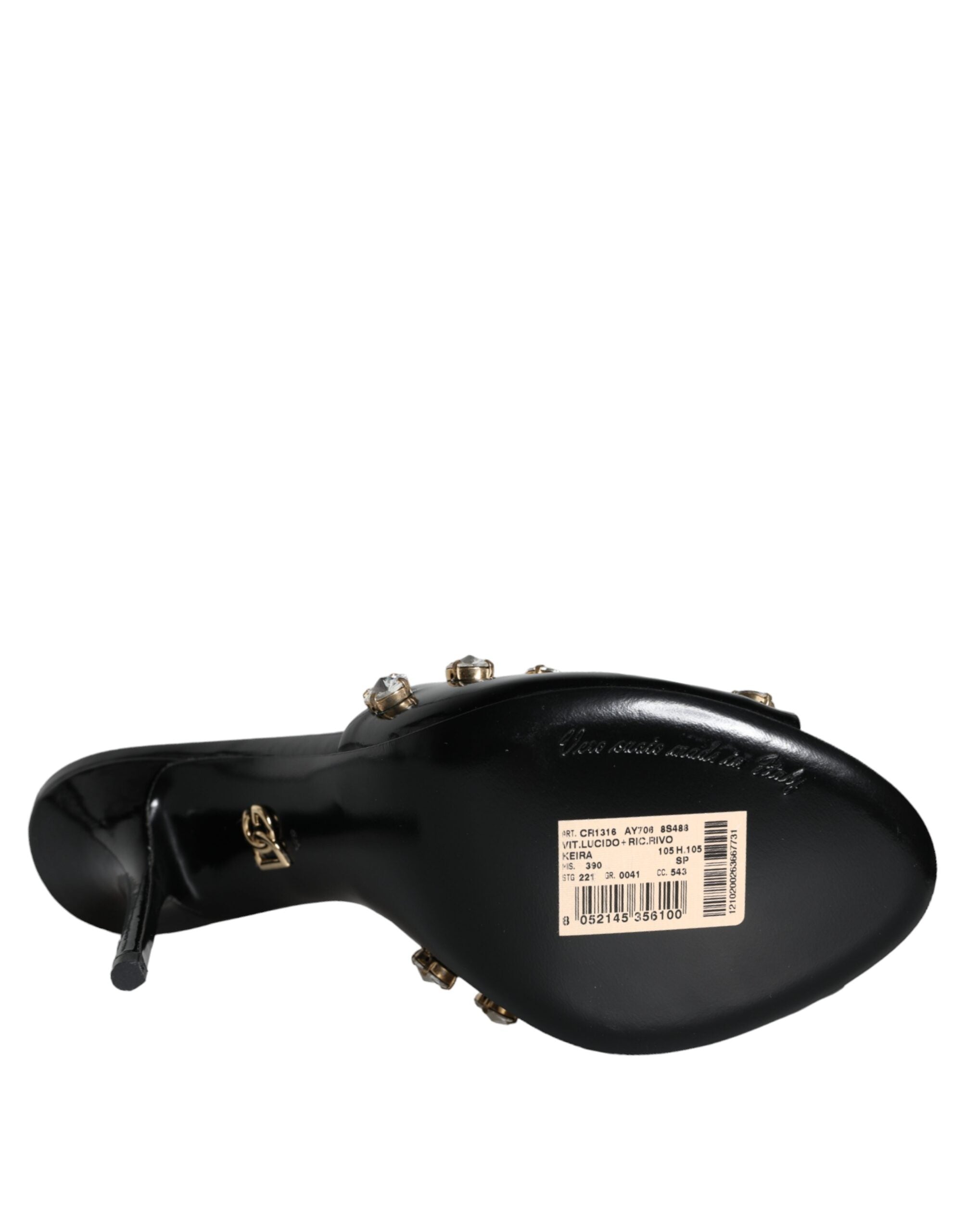 Black Crystal Heels Keira Sandals Shoes - ventzia