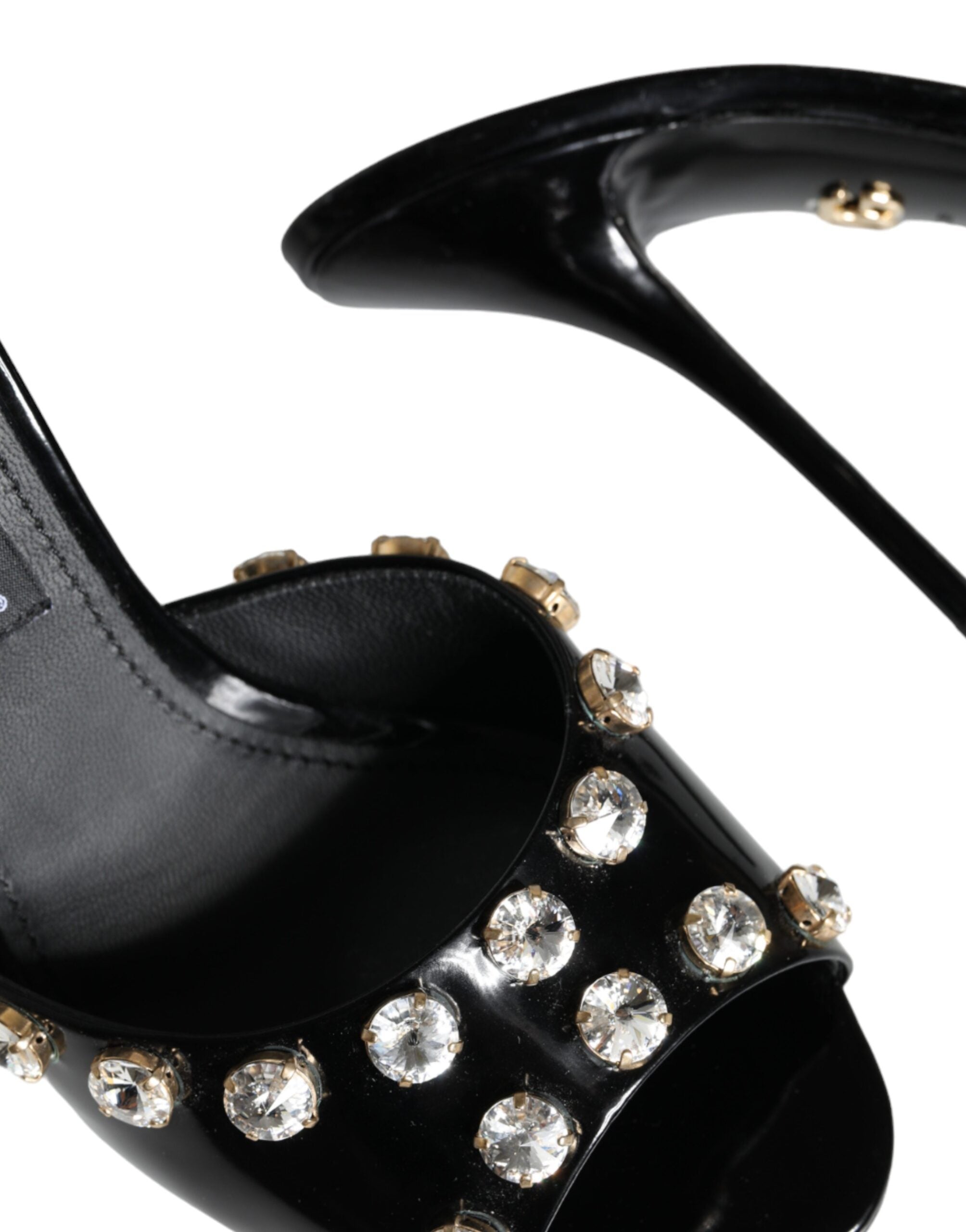 Black Crystal Heels Keira Sandals Shoes - ventzia