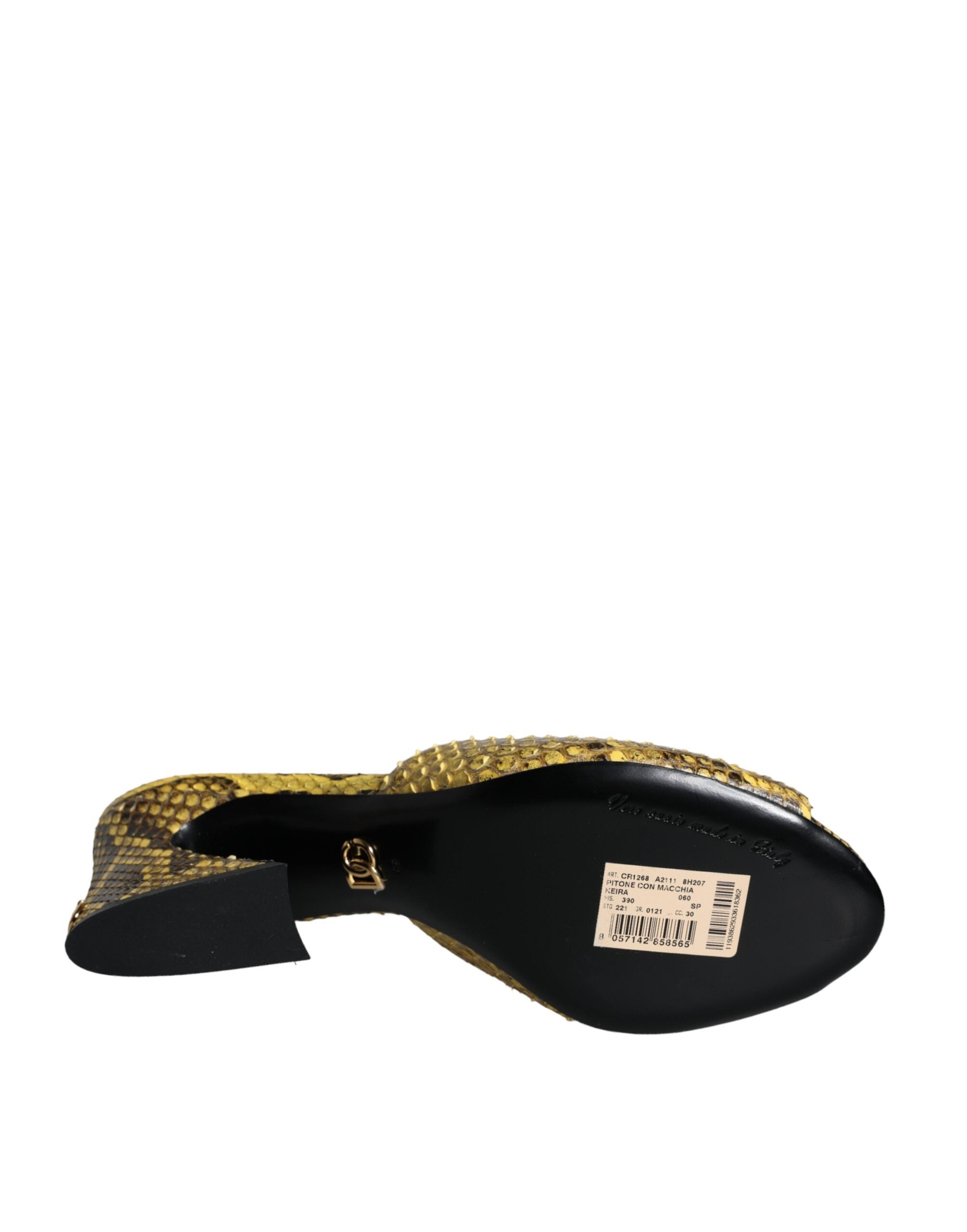 Yellow Leather Block Heels Slides Shoes - ventzia