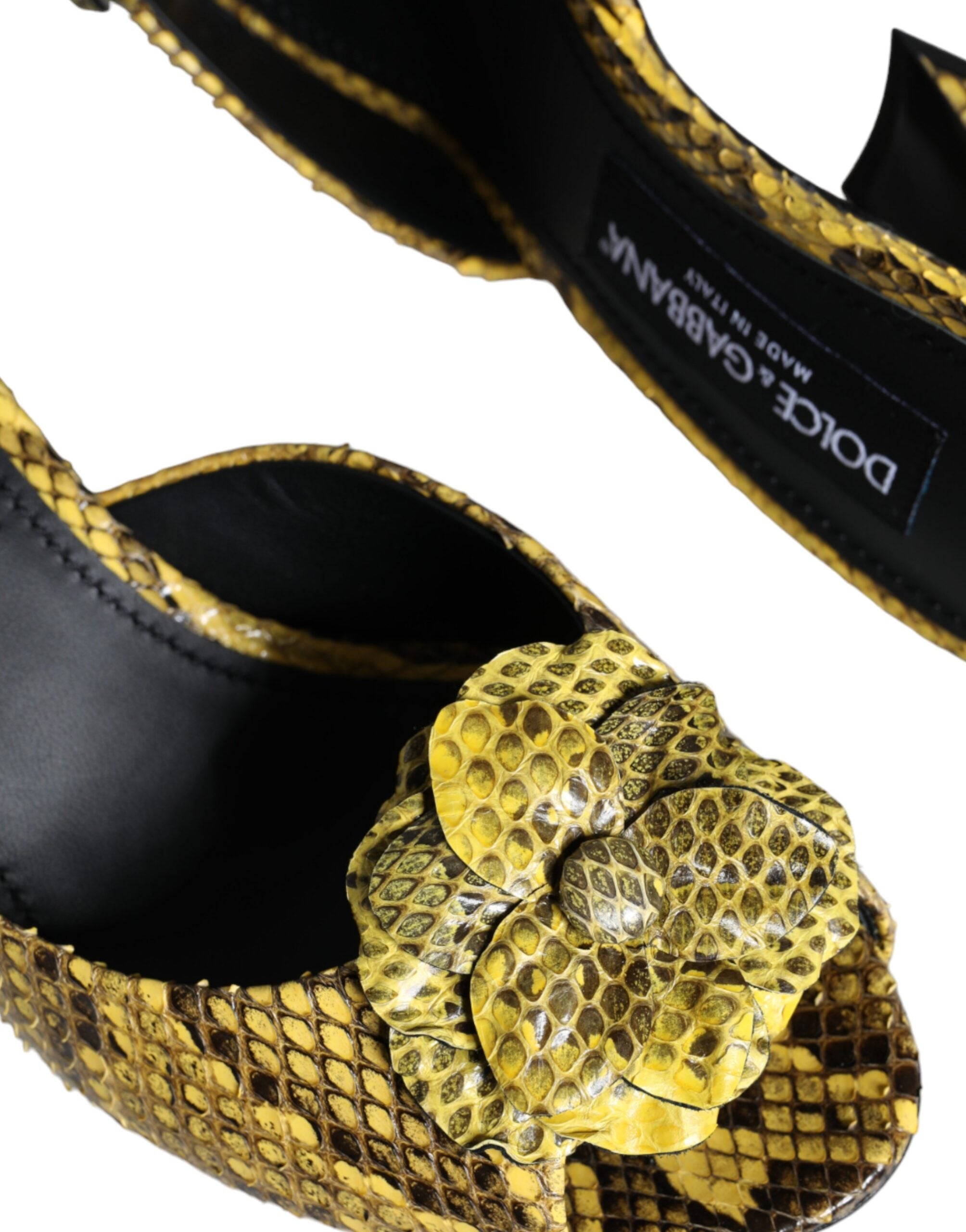 Yellow Leather Block Heels Slides Shoes - ventzia
