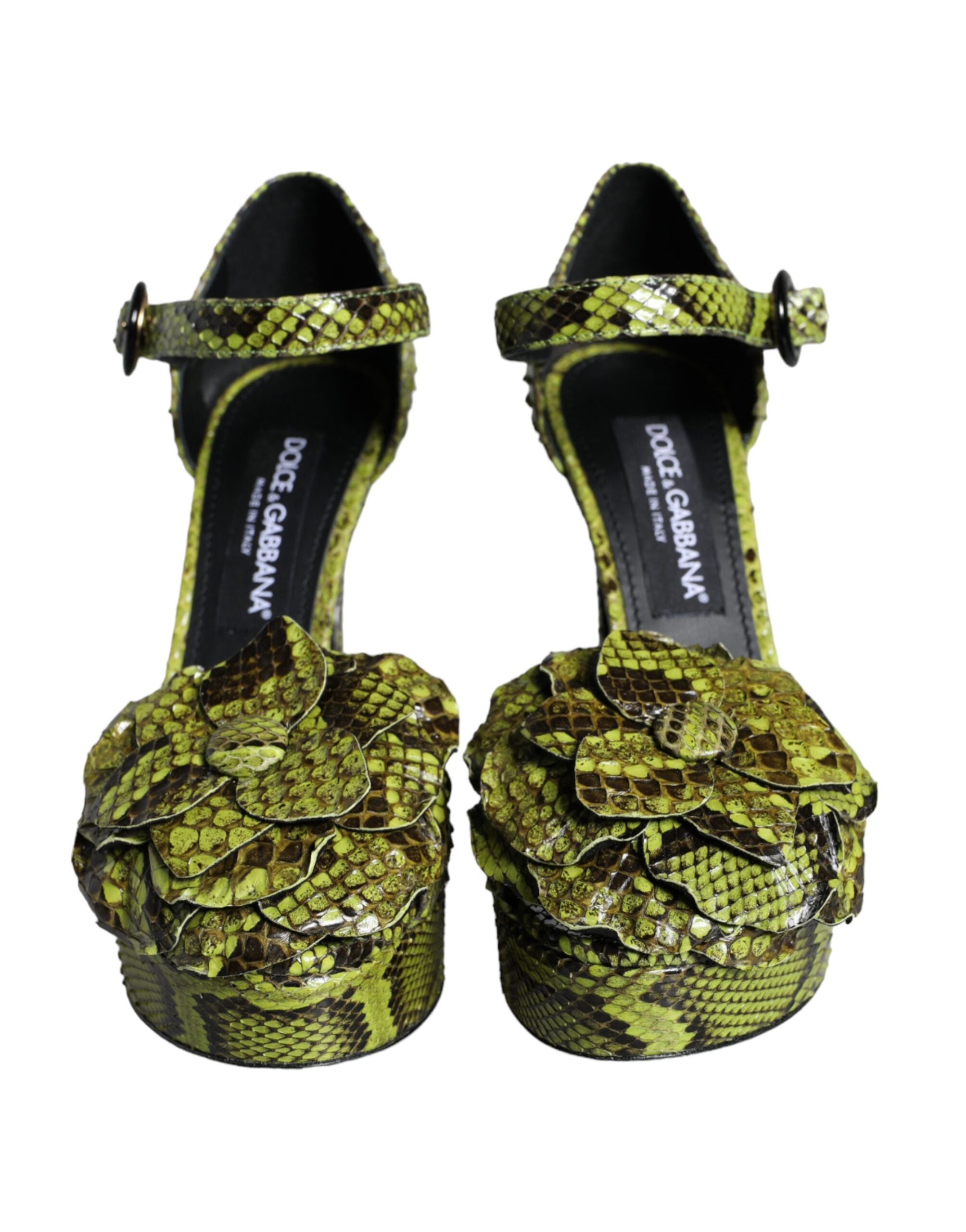 Green Exotic Leather Ankle Strap Heels Sandals Shoes - ventzia