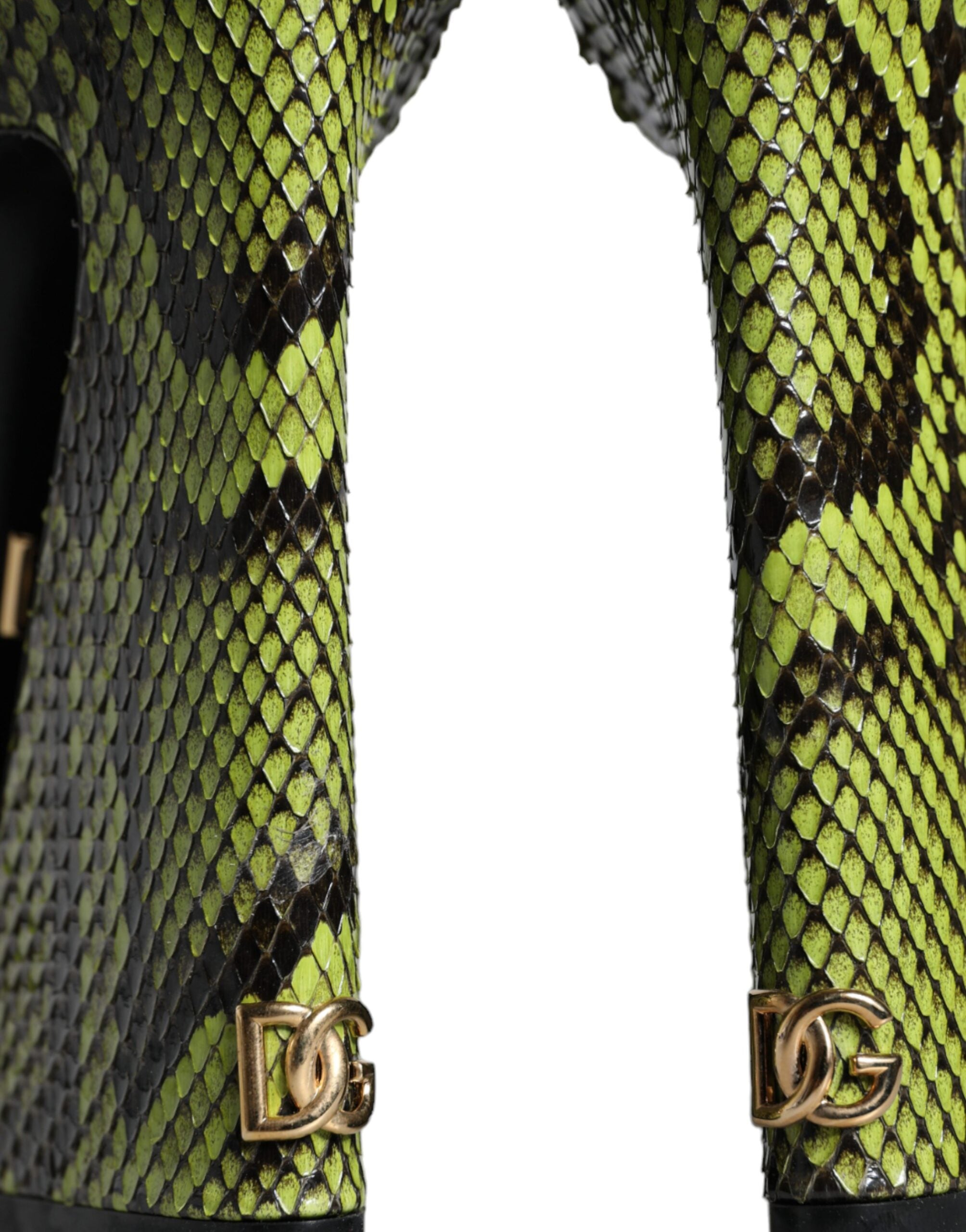 Green Exotic Leather Ankle Strap Heels Sandals Shoes - ventzia