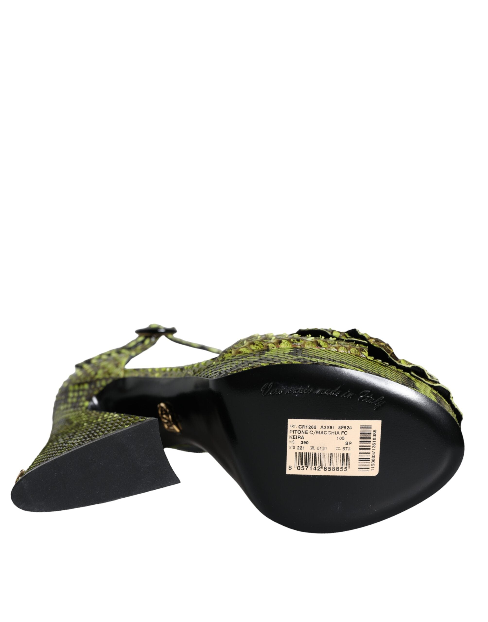 Green Exotic Leather Ankle Strap Heels Sandals Shoes - ventzia
