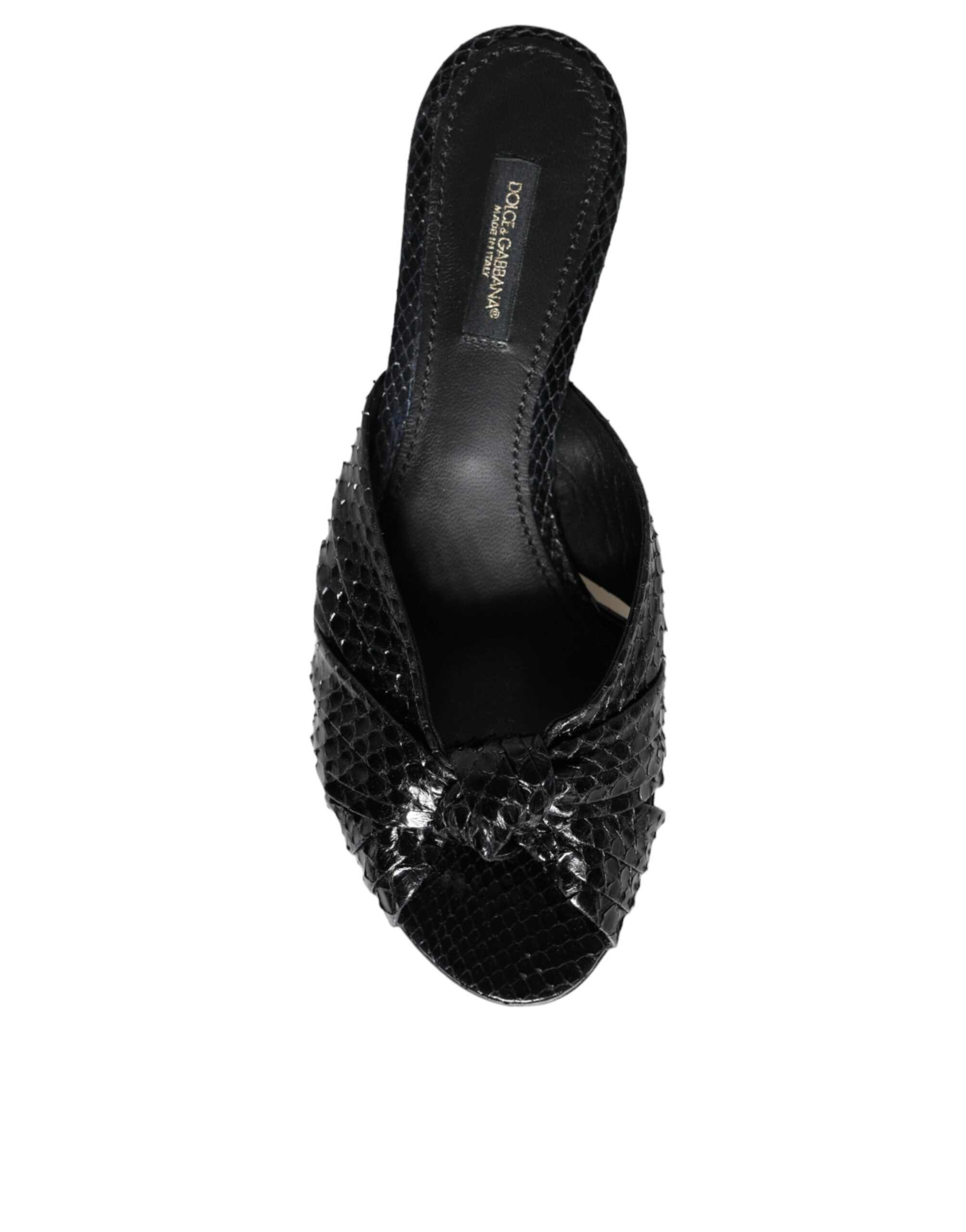 Black Leather Heels Slides Sandals Shoes - ventzia