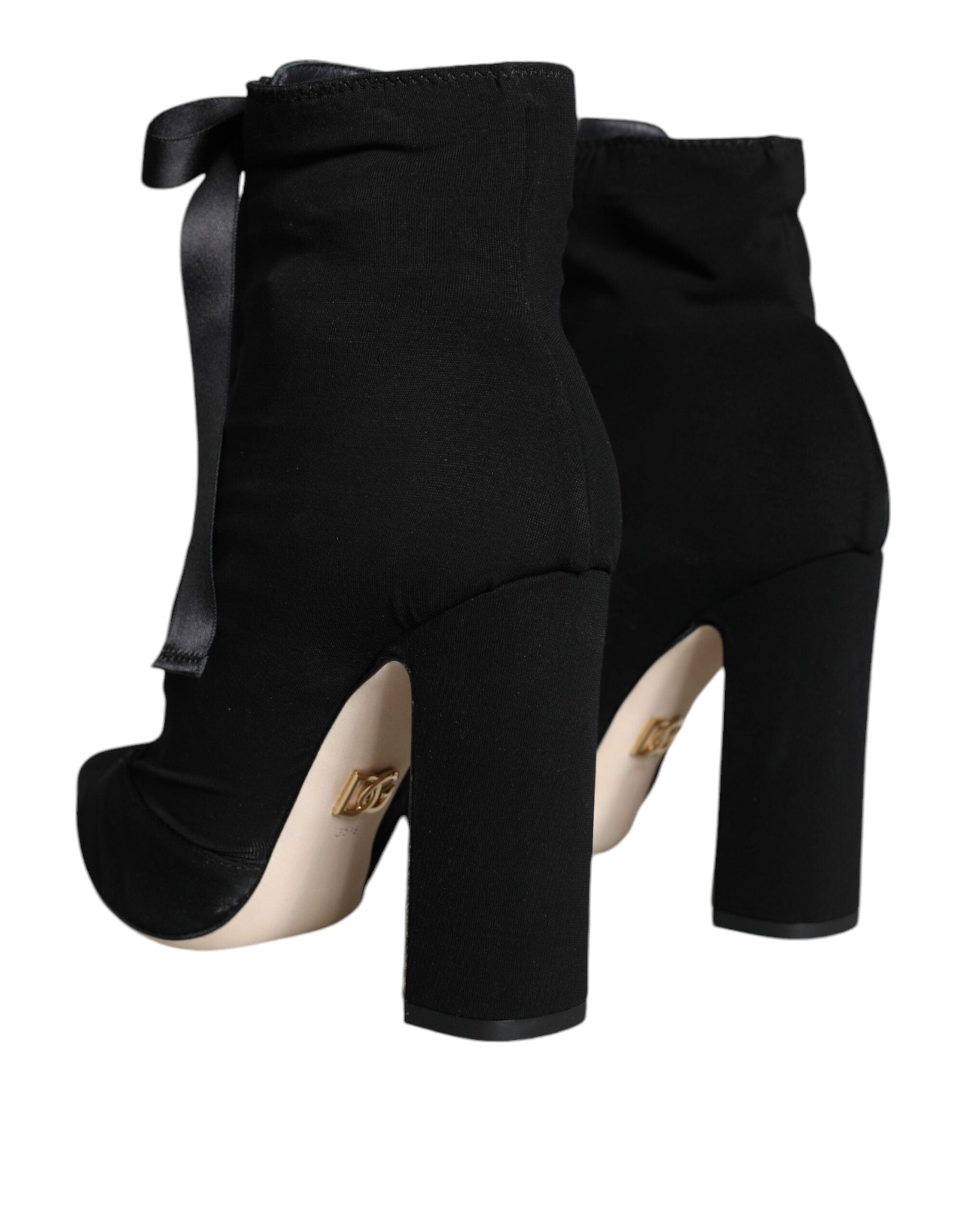 Black Jersey Stretch Ankle Booties Shoes - ventzia