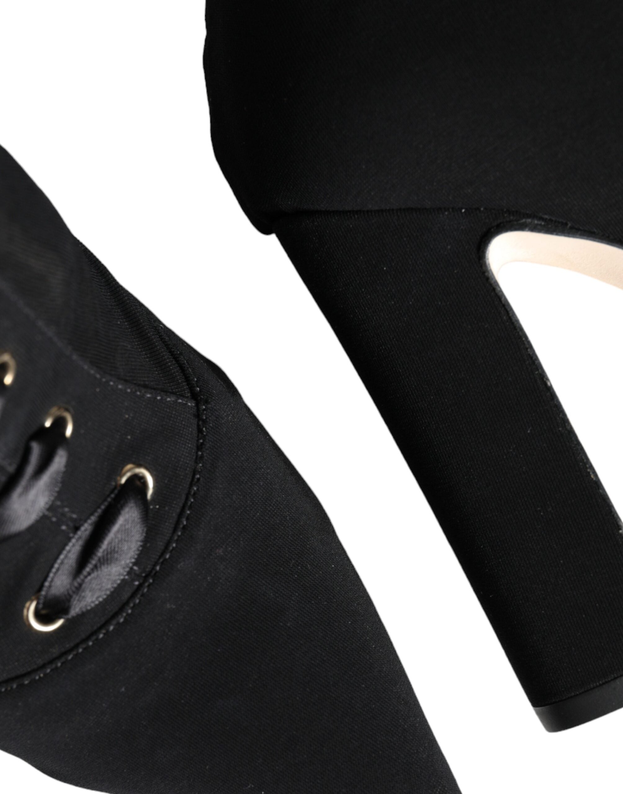 Black Jersey Stretch Ankle Booties Shoes - ventzia