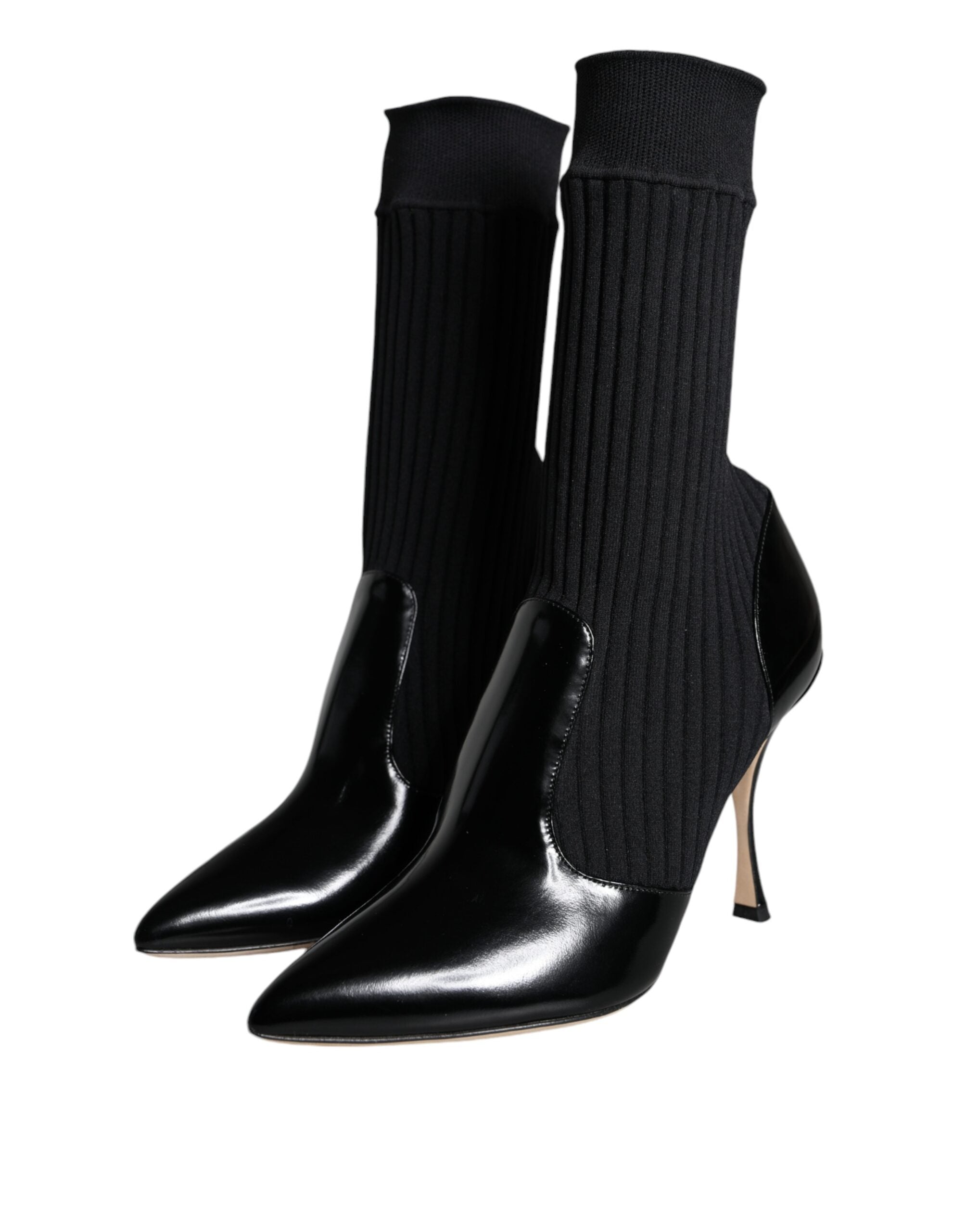 Black Stretch Stilettos Booties Socks Shoes - ventzia