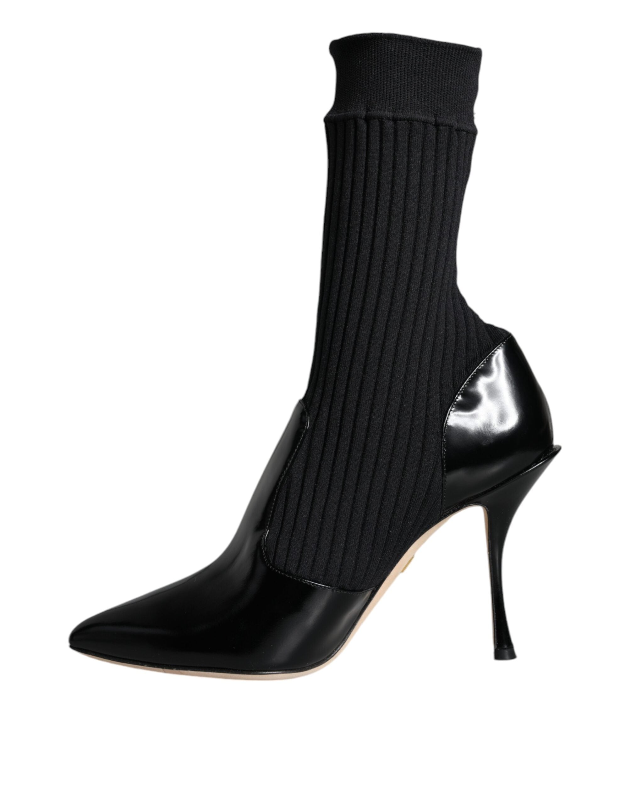 Black Stretch Stilettos Booties Socks Shoes - ventzia
