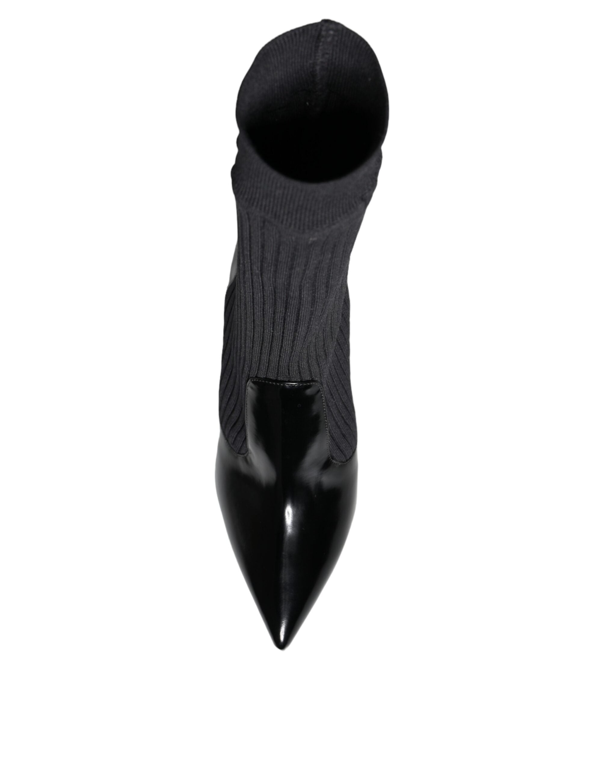 Black Stretch Stilettos Booties Socks Shoes - ventzia