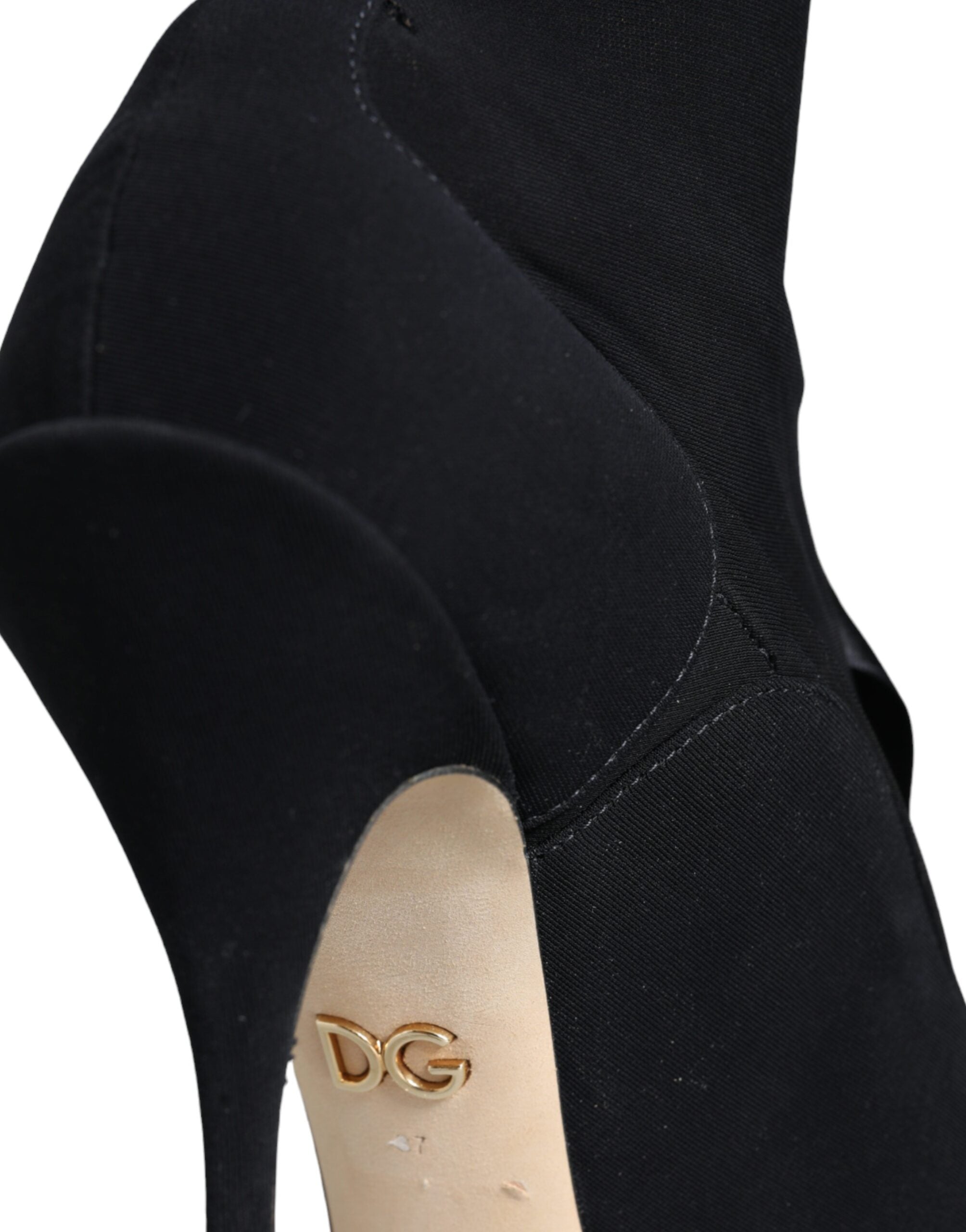 Black Stiletto Heels Mid Calf Boots Shoes - ventzia
