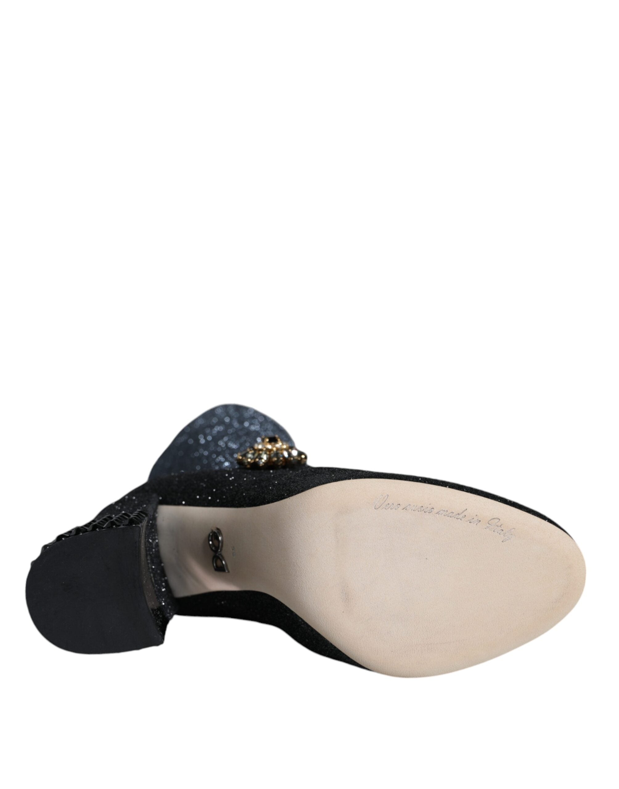 Black Crystal Mary Janes Booties Shoes - ventzia