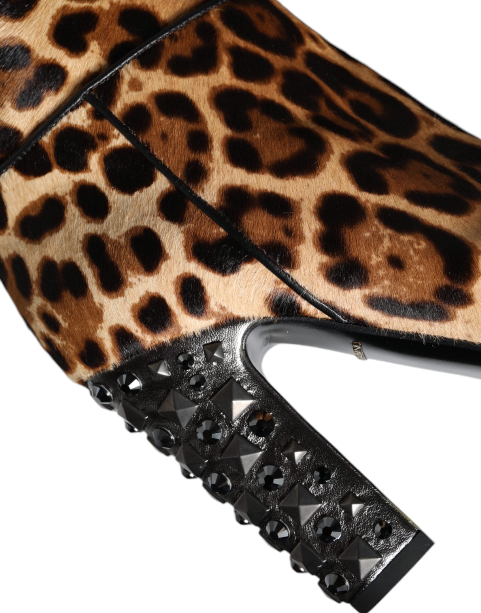Beige Black Leopard Knee High Boots Shoes - ventzia