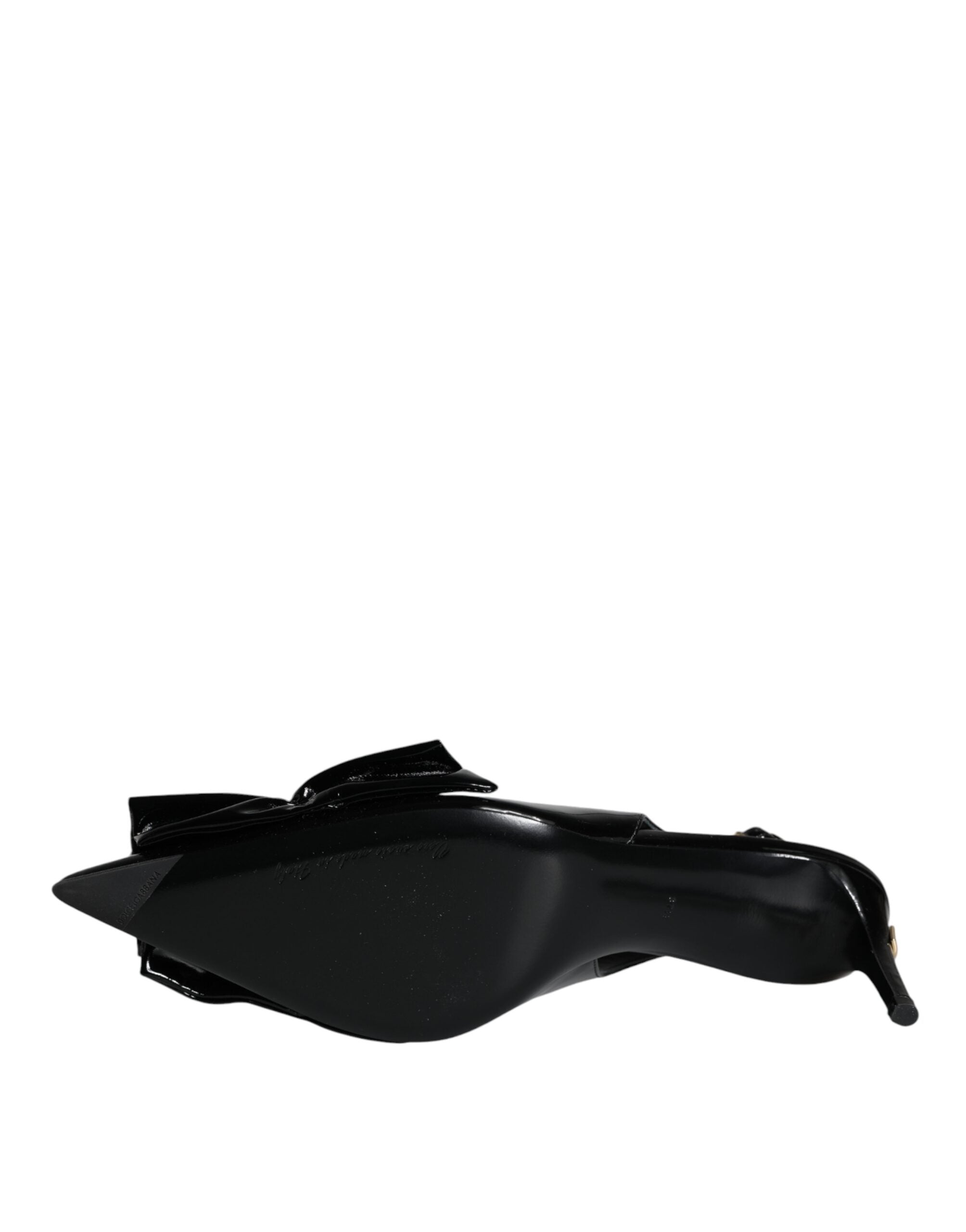 Black Patent Leather Heels Slingback Shoes - ventzia