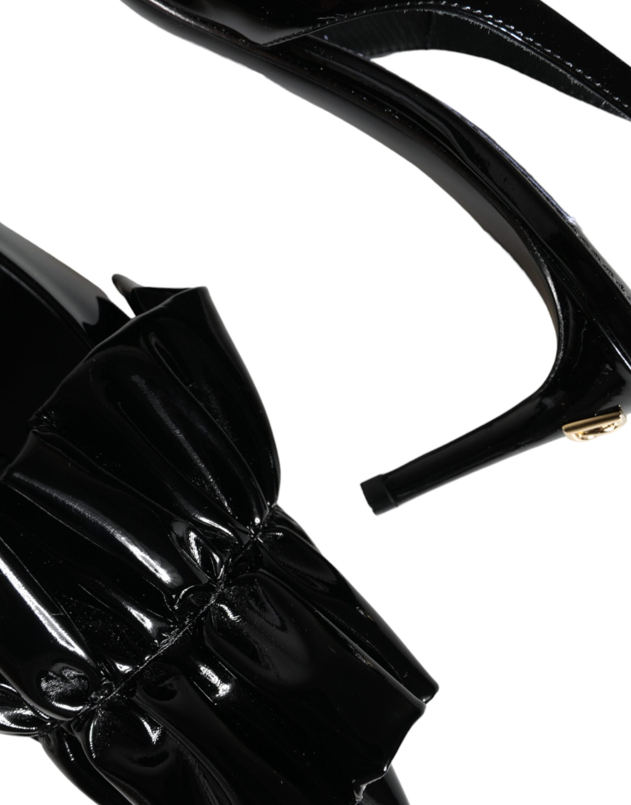 Black Patent Leather Heels Slingback Shoes - ventzia