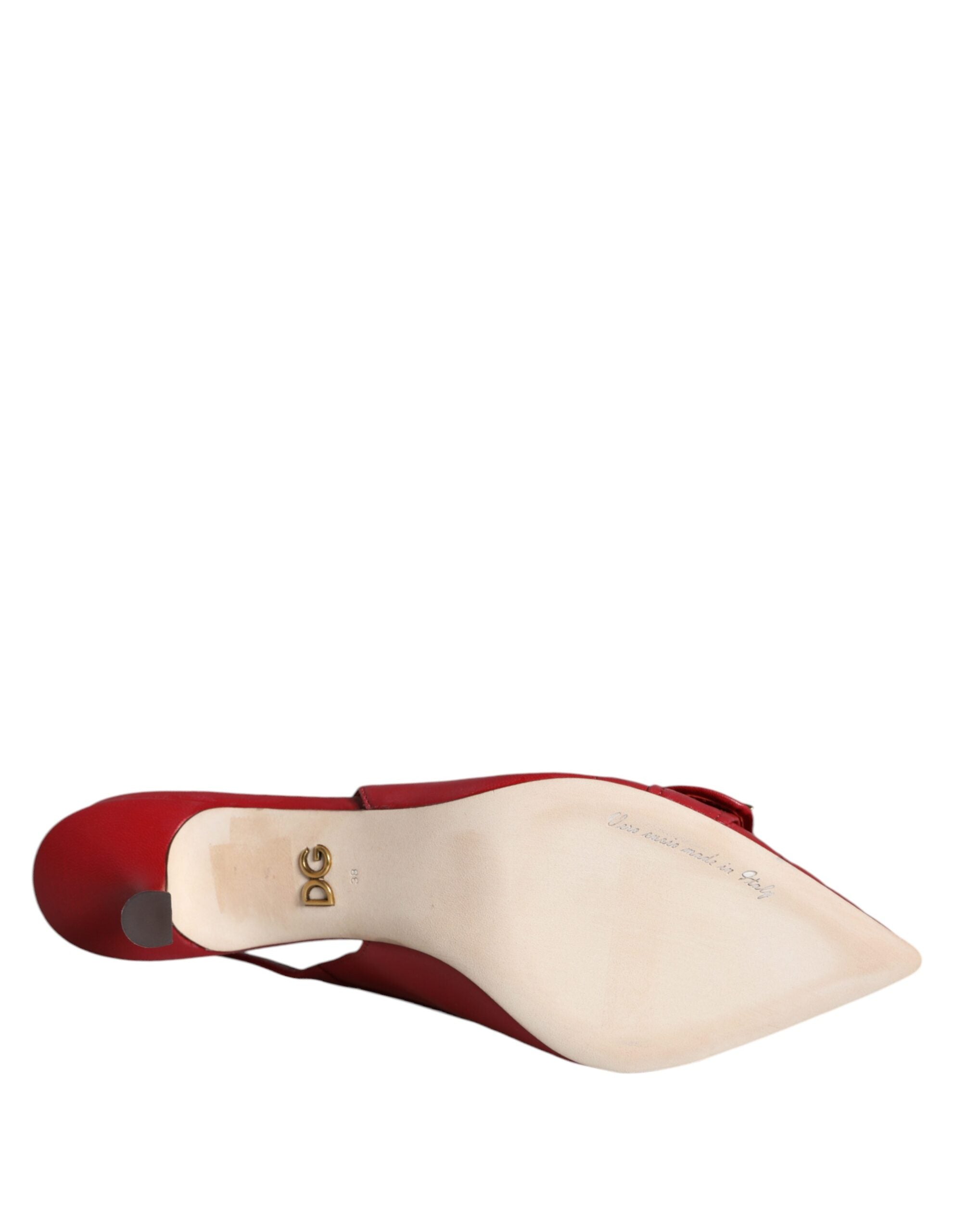 Red Devotion Leather Heels Slingback Shoes - ventzia