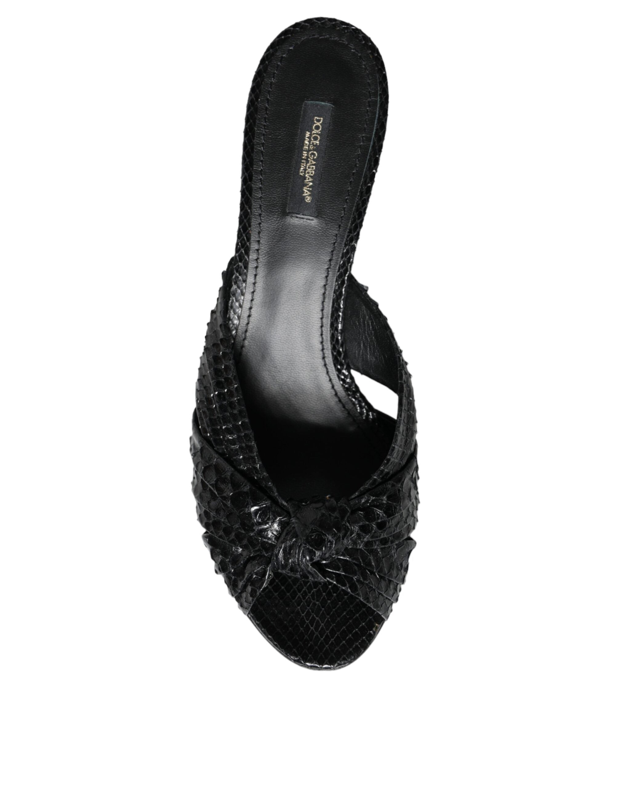 Black Leather Heels Slides Sandals Shoes - ventzia