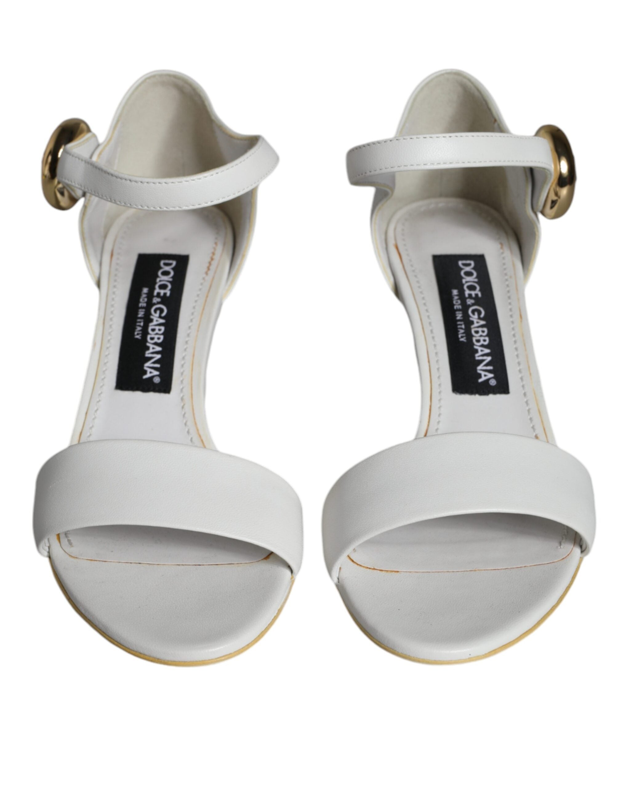White Leather Heels Keira Sandals Shoes - ventzia
