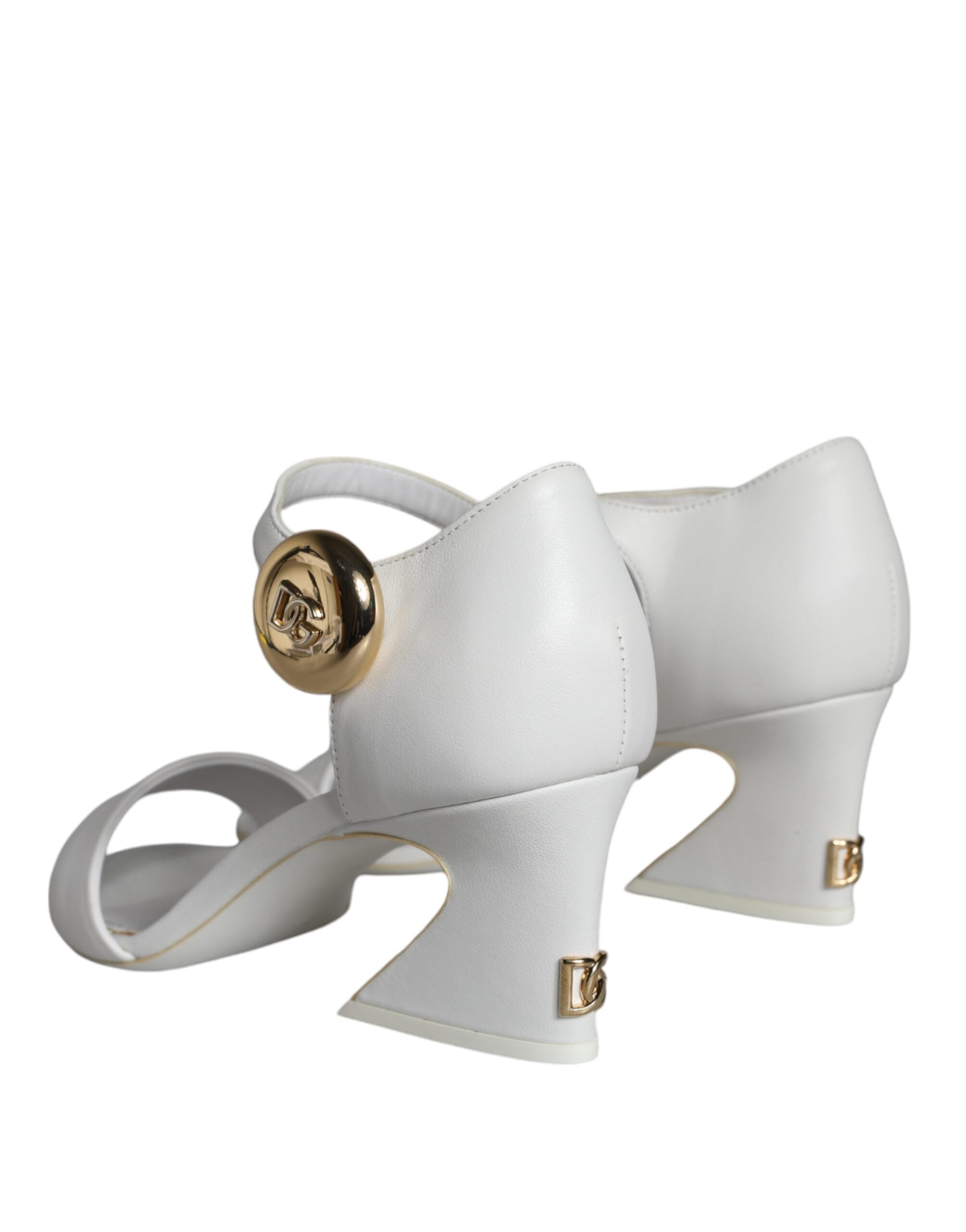 White Leather Heels Keira Sandals Shoes - ventzia