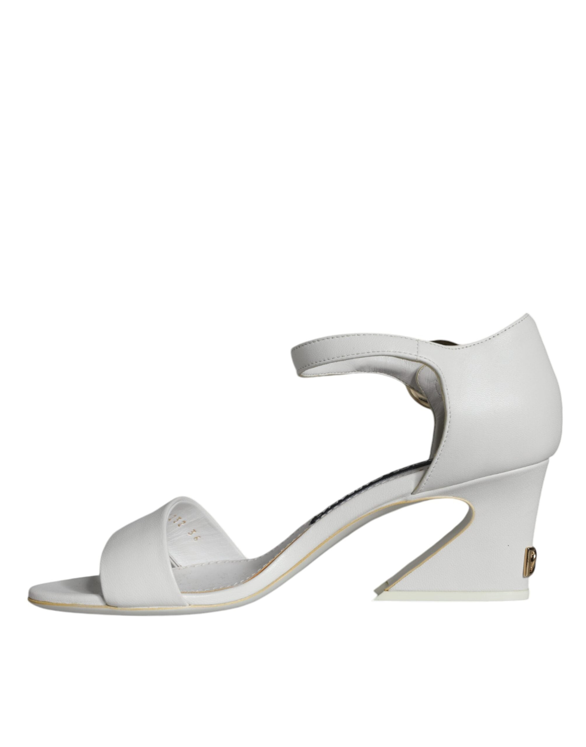 White Leather Heels Keira Sandals Shoes - ventzia