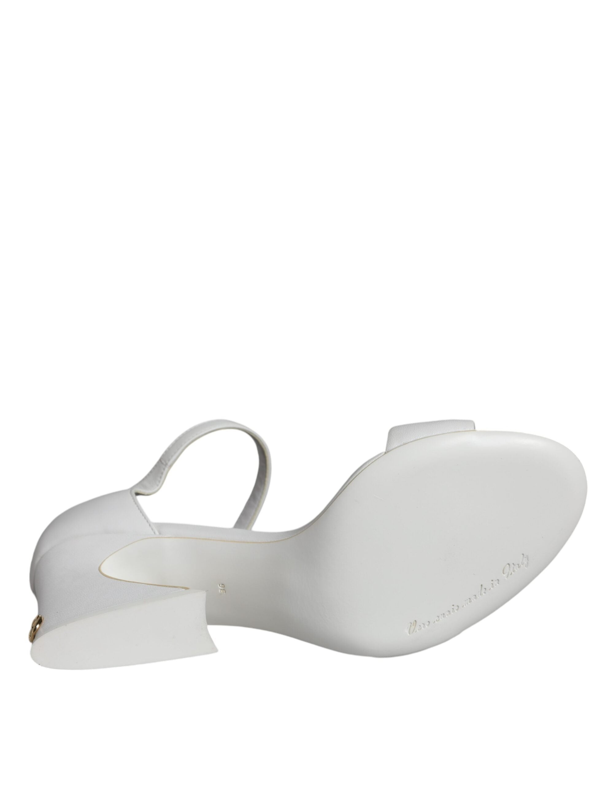 White Leather Heels Keira Sandals Shoes - ventzia