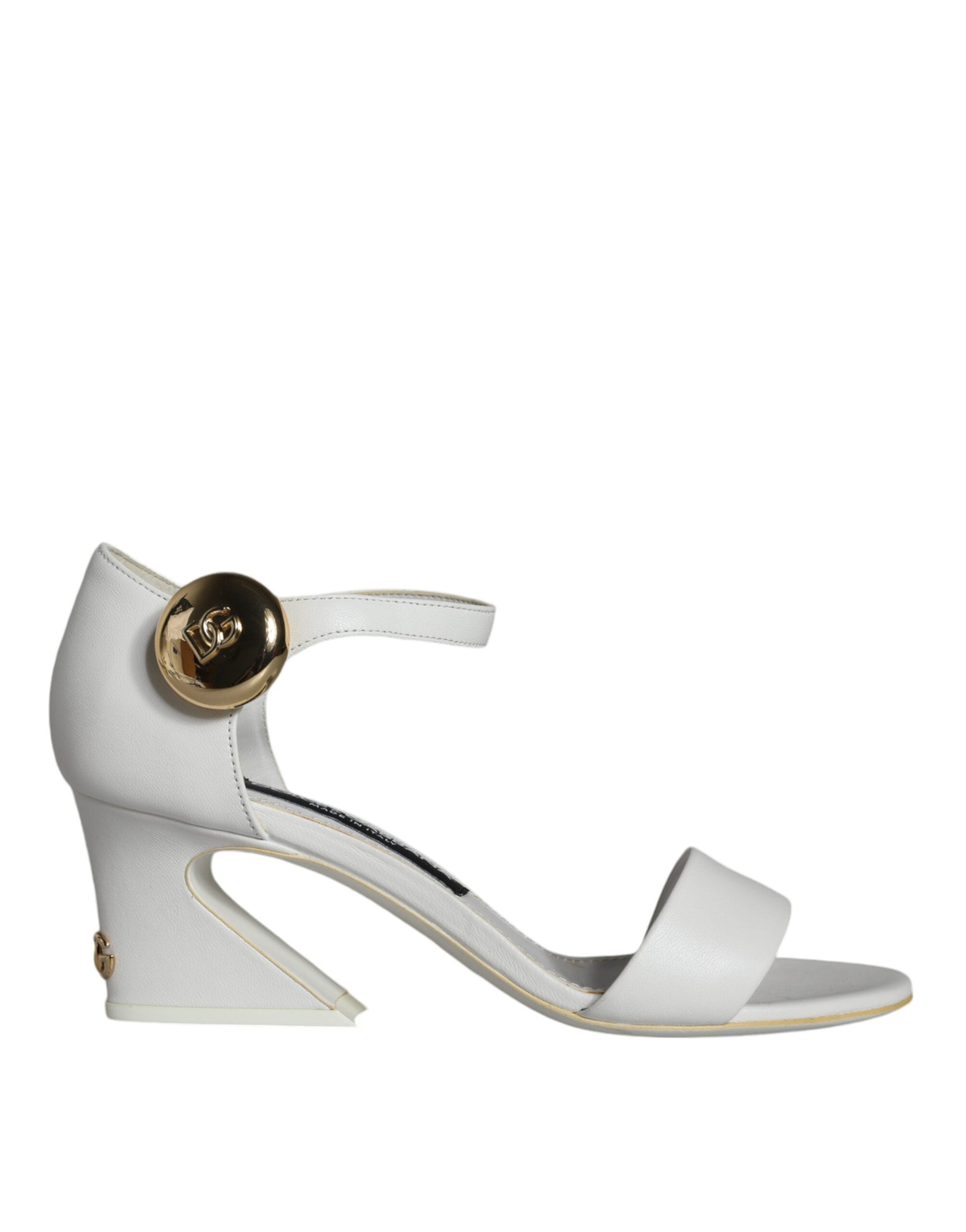 White Leather Heels Keira Sandals Shoes - ventzia