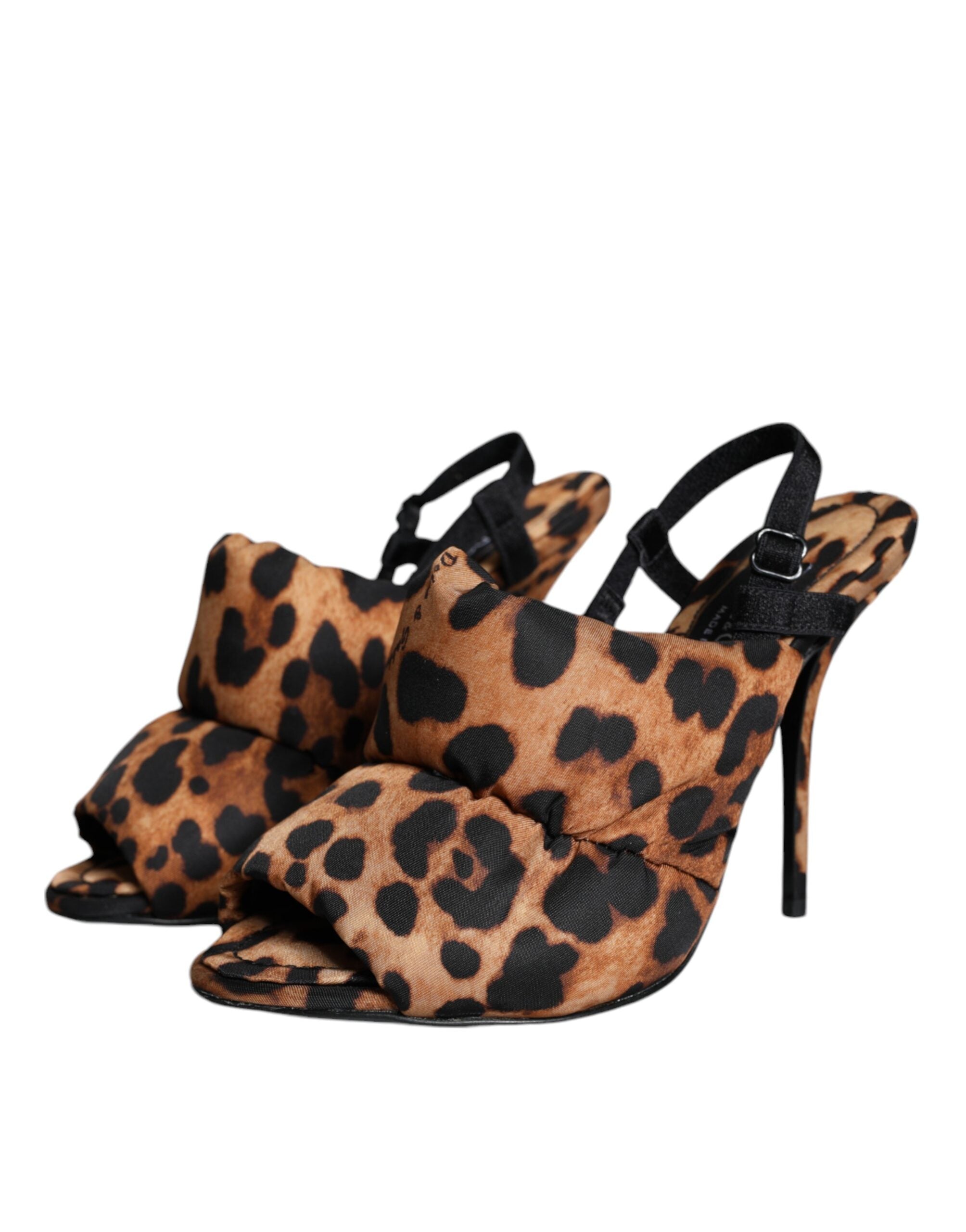 Brown Leopard Keira Slingback Sandals Shoes - ventzia