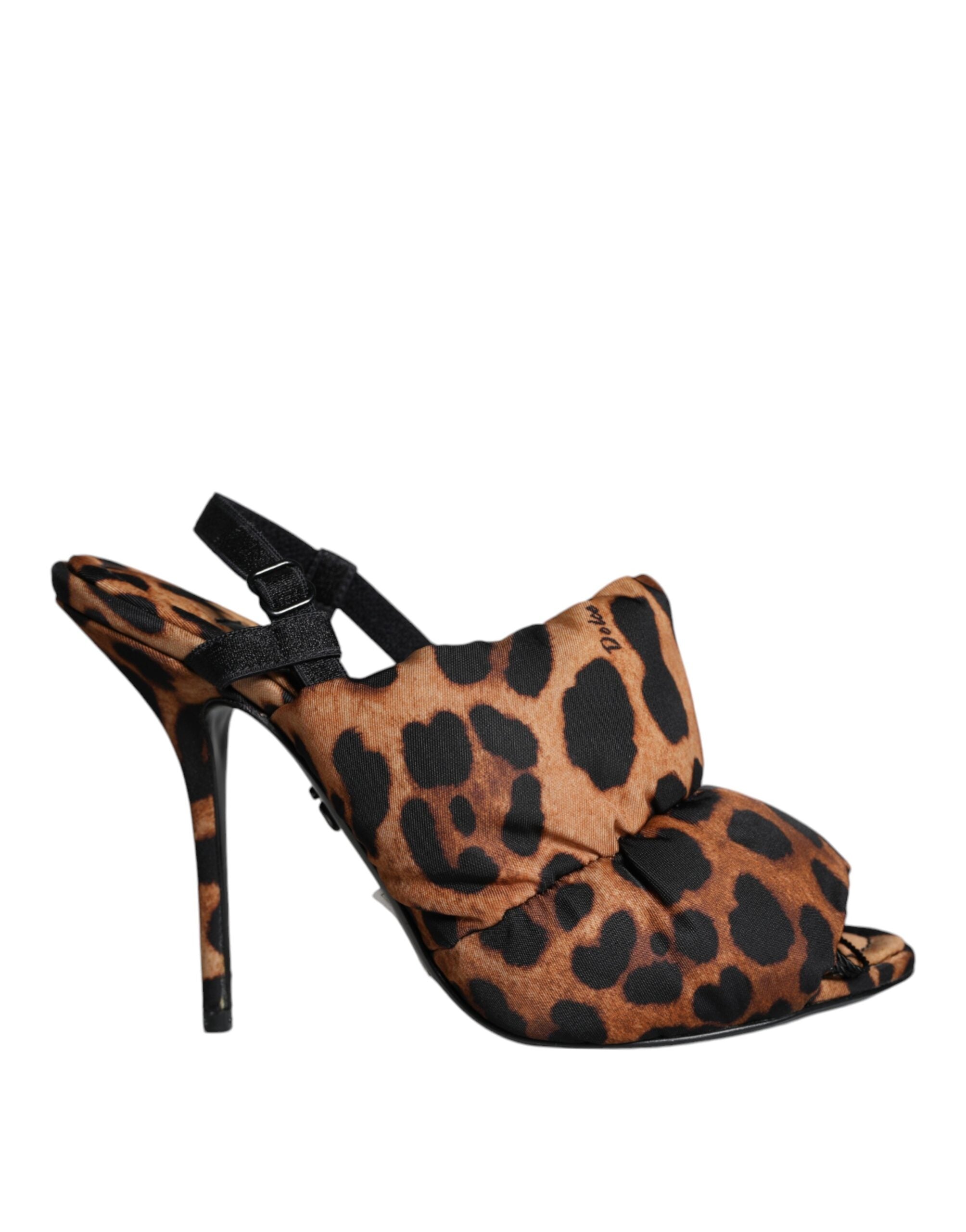 Brown Leopard Keira Slingback Sandals Shoes - ventzia