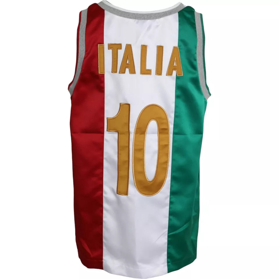 White Green Sleeveless Top Italian Flag Basket T-shirt - ventzia