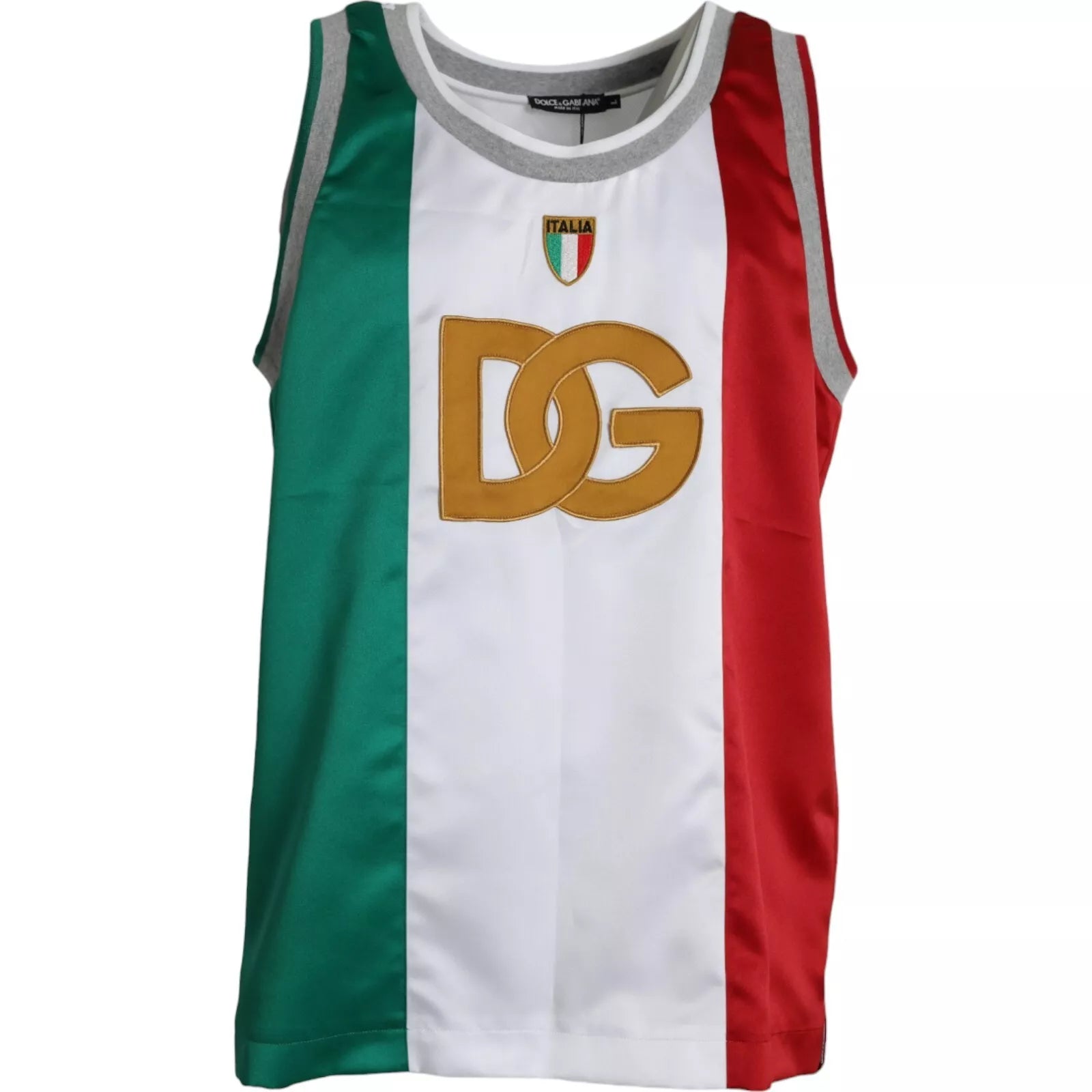 White Green Sleeveless Top Italian Flag Basket T-shirt - ventzia