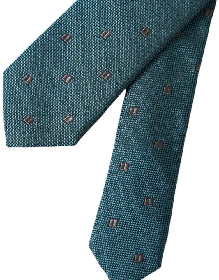 Green Patterned Silk Adjustable Men Tie - ventzia