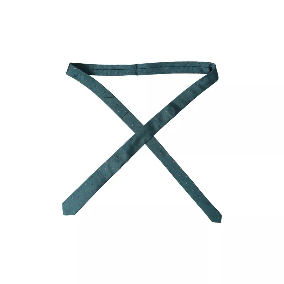 Green Patterned Silk Adjustable Men Tie - ventzia