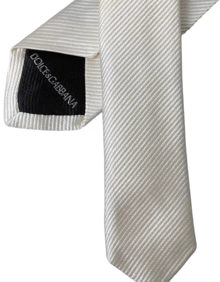 White Solid 100% Silk Adjustable Tie - ventzia