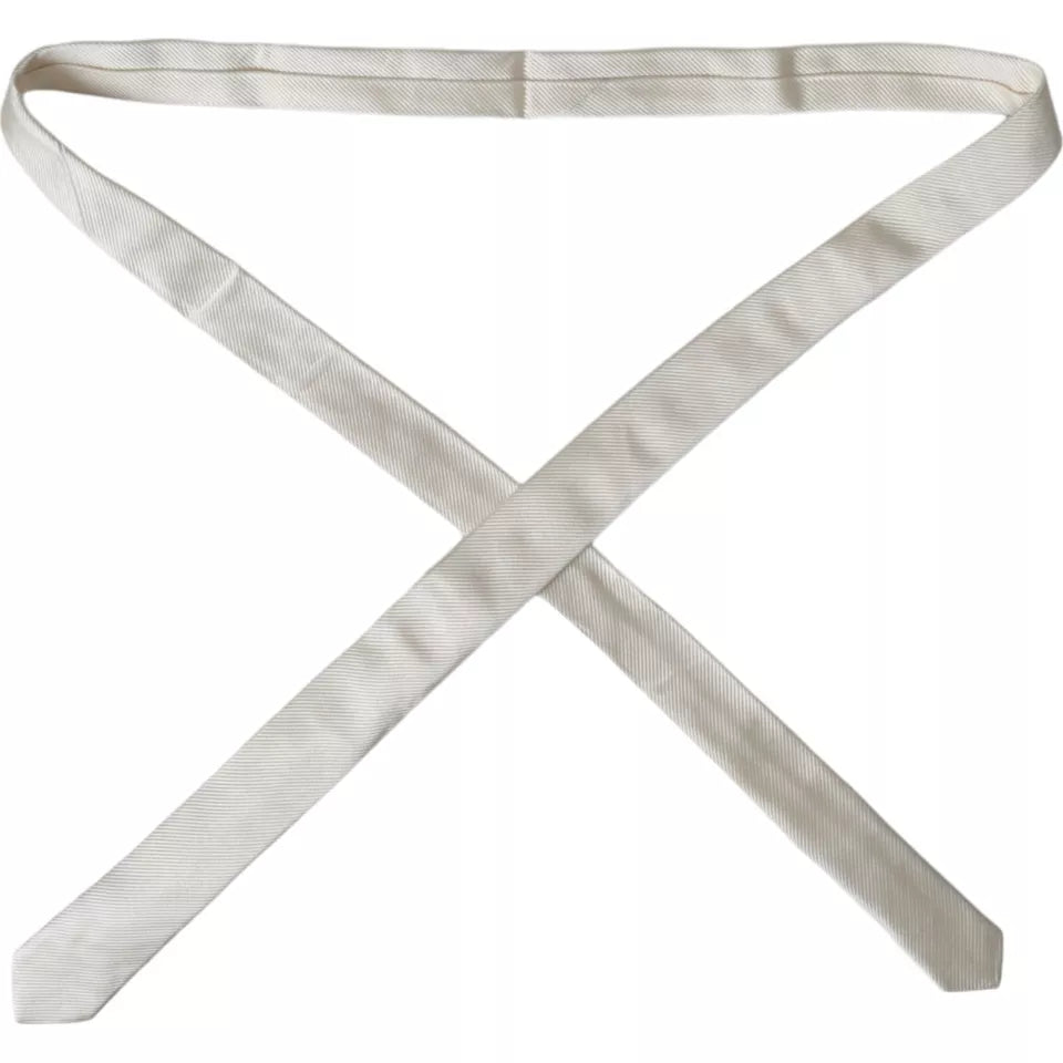 White Solid 100% Silk Adjustable Tie - ventzia
