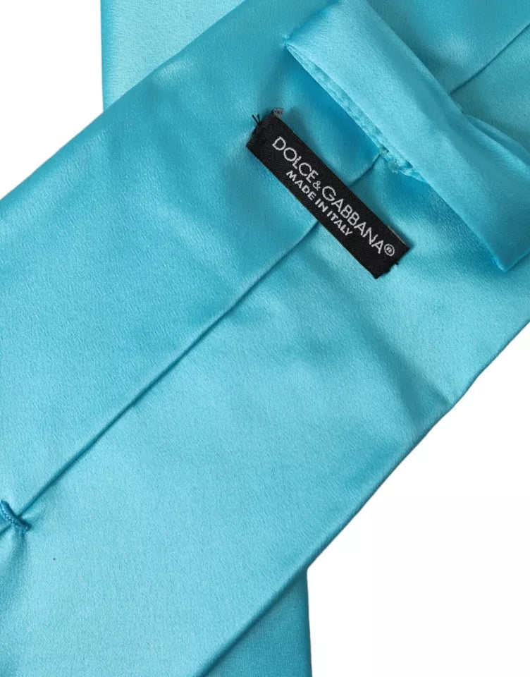 Light Blue Satin Silk Wide Adjustable Men Tie - ventzia