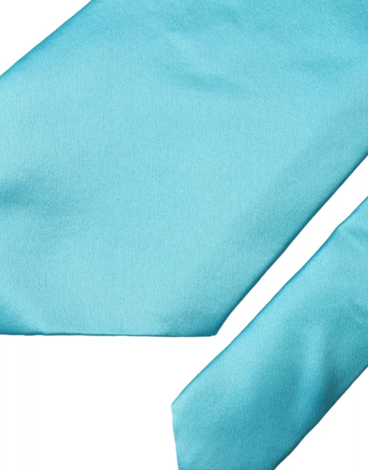 Light Blue Satin Silk Wide Adjustable Men Tie - ventzia
