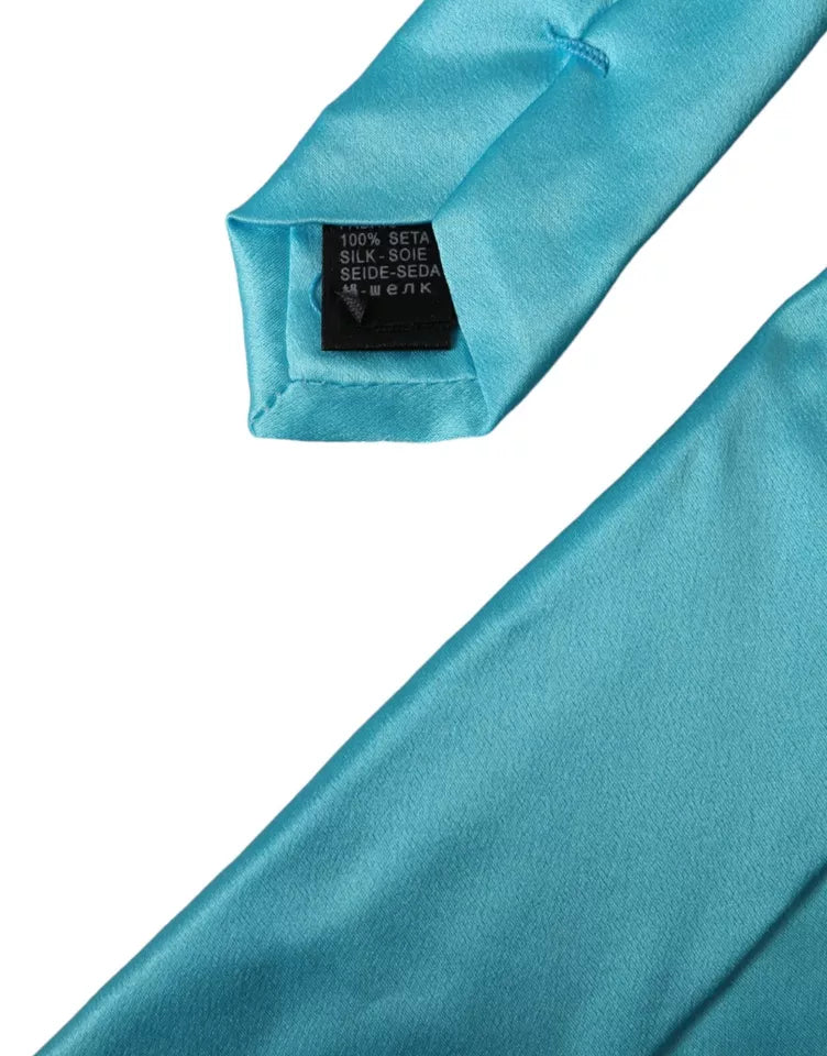 Light Blue Satin Silk Wide Adjustable Men Tie - ventzia