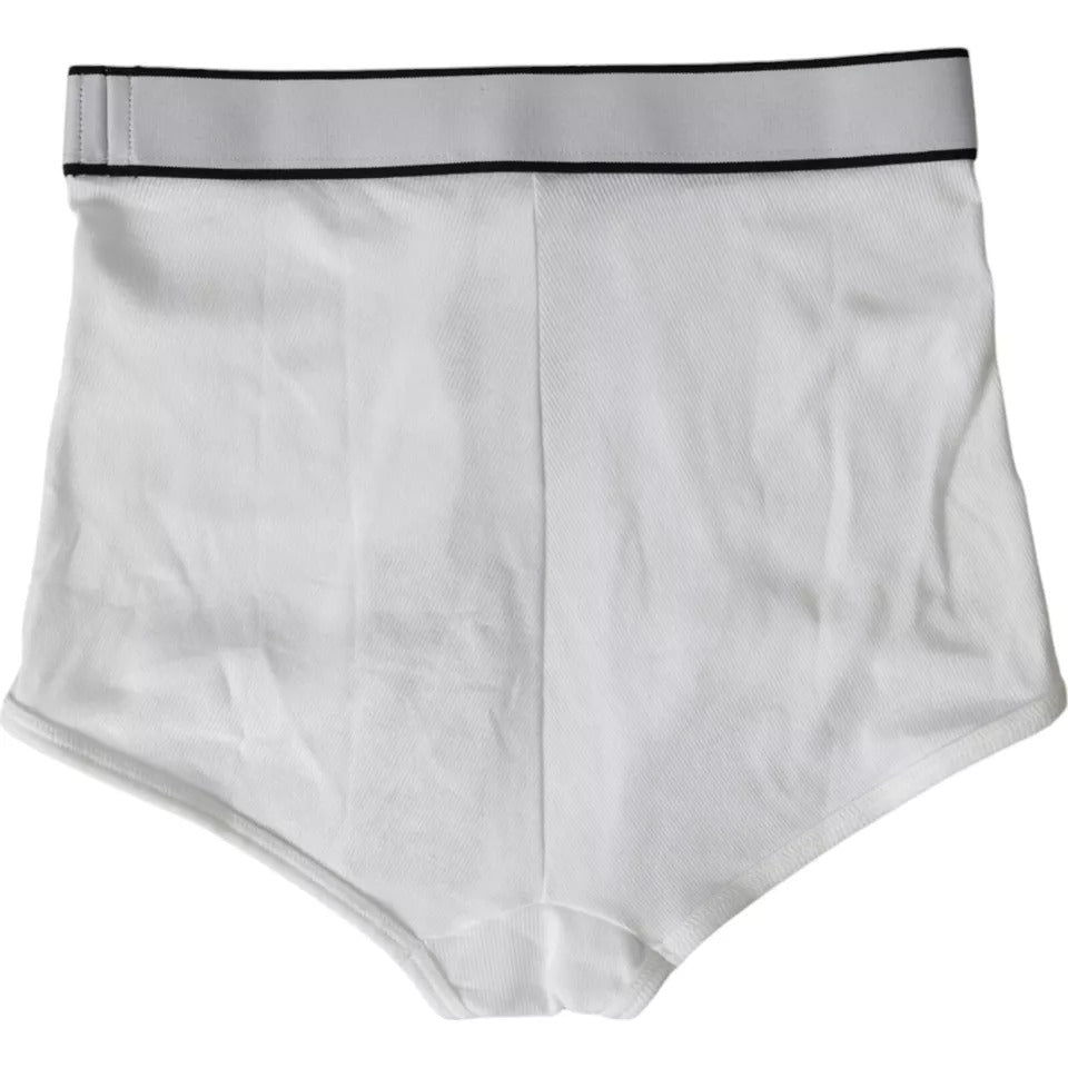 White Cotton Stretch Branded Logo Underwear - ventzia