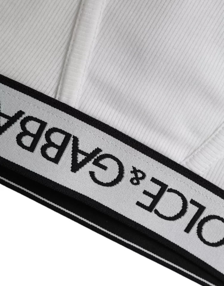 White Cotton Stretch Branded Logo Underwear - ventzia