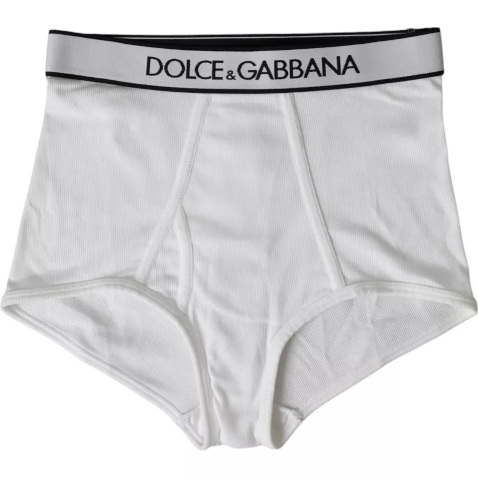 White Cotton Stretch Branded Logo Underwear - ventzia